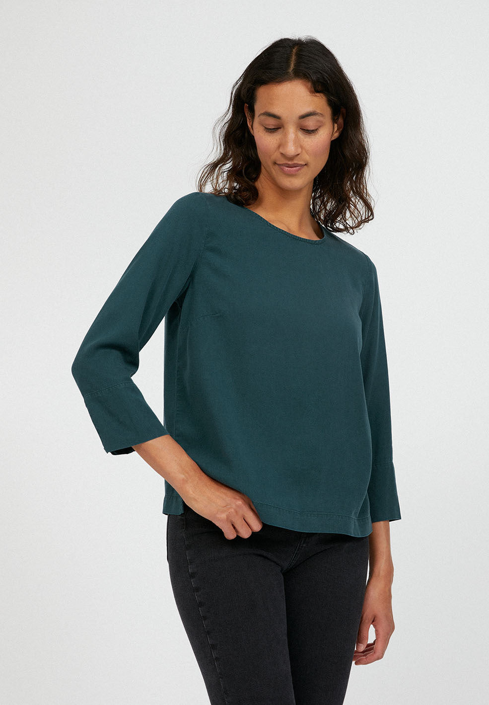 Blouse vert d'eau manches 3/4 en tencel - NOELAANI