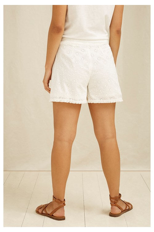 Short blanc motifs broderie en coton bio - Nova