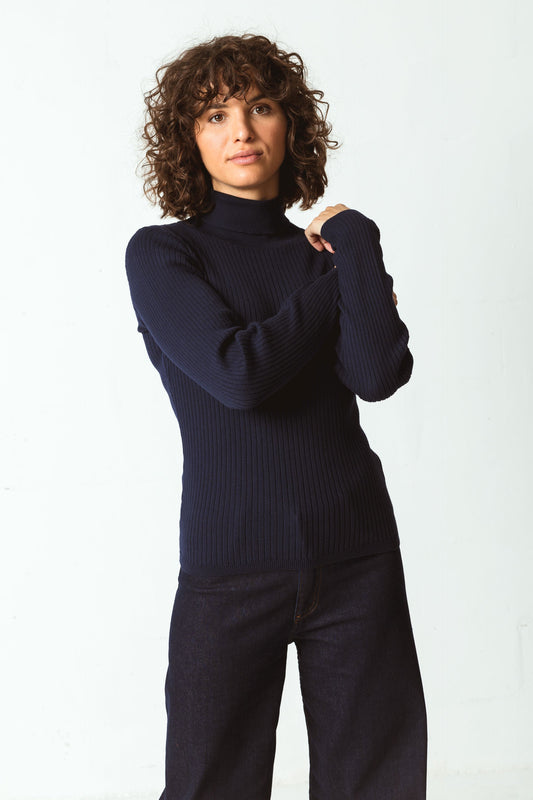 Pull col roulé en coton bio | Marine "aldara women t-shirt"