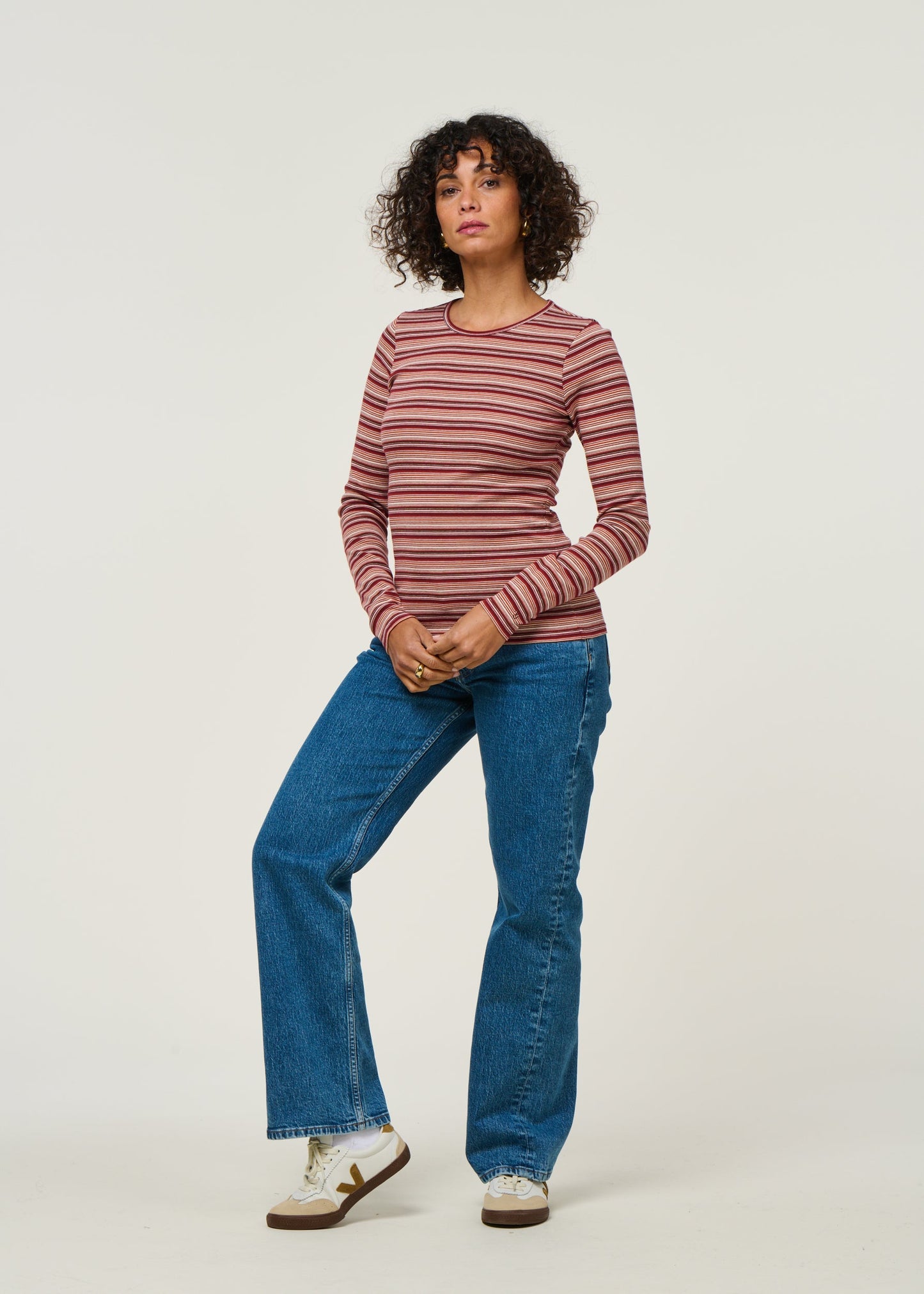 T-shirt manches longues en coton bio | rayé "jessy - striped-rib"