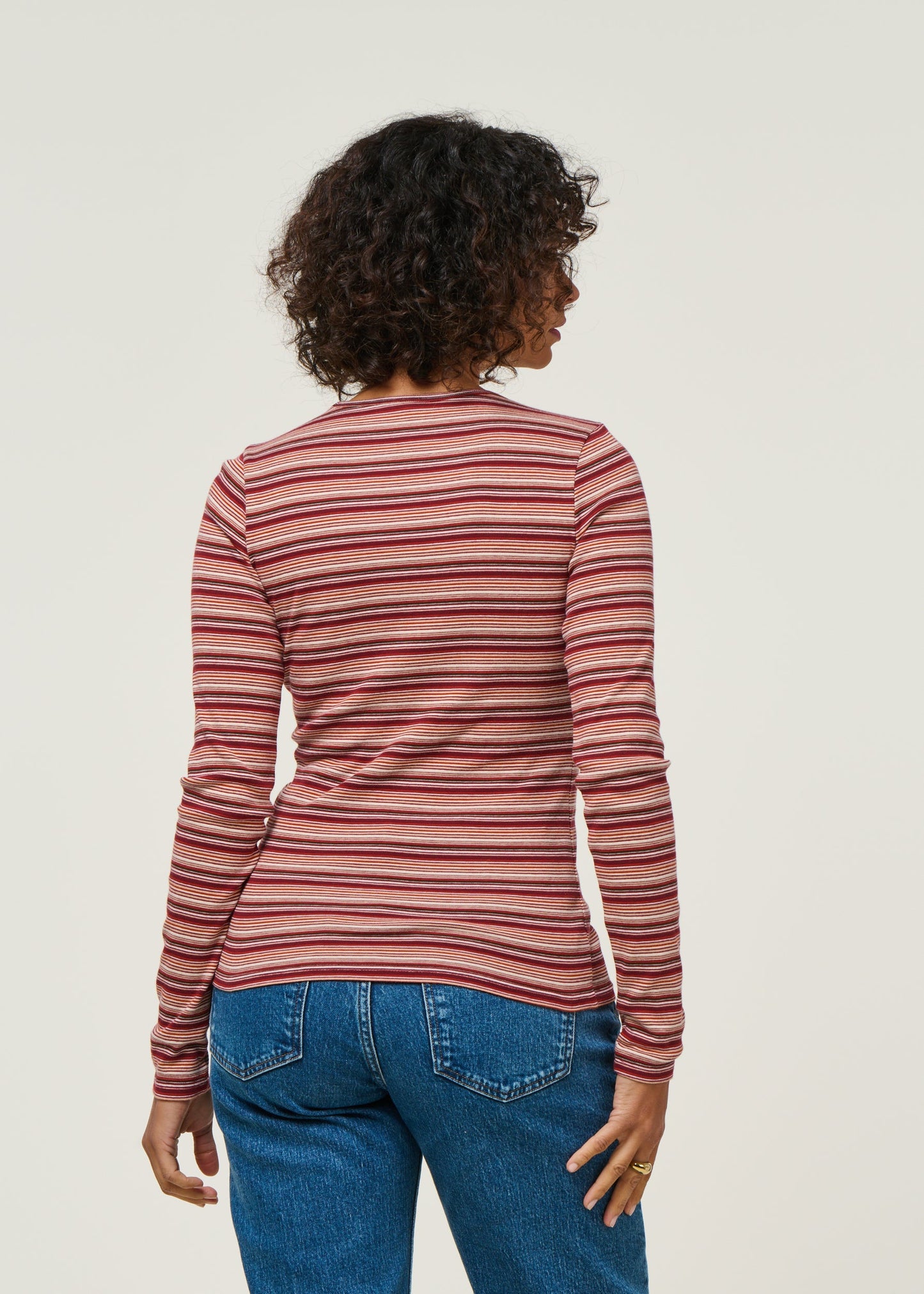 T-shirt manches longues en coton bio | rayé "jessy - striped-rib"