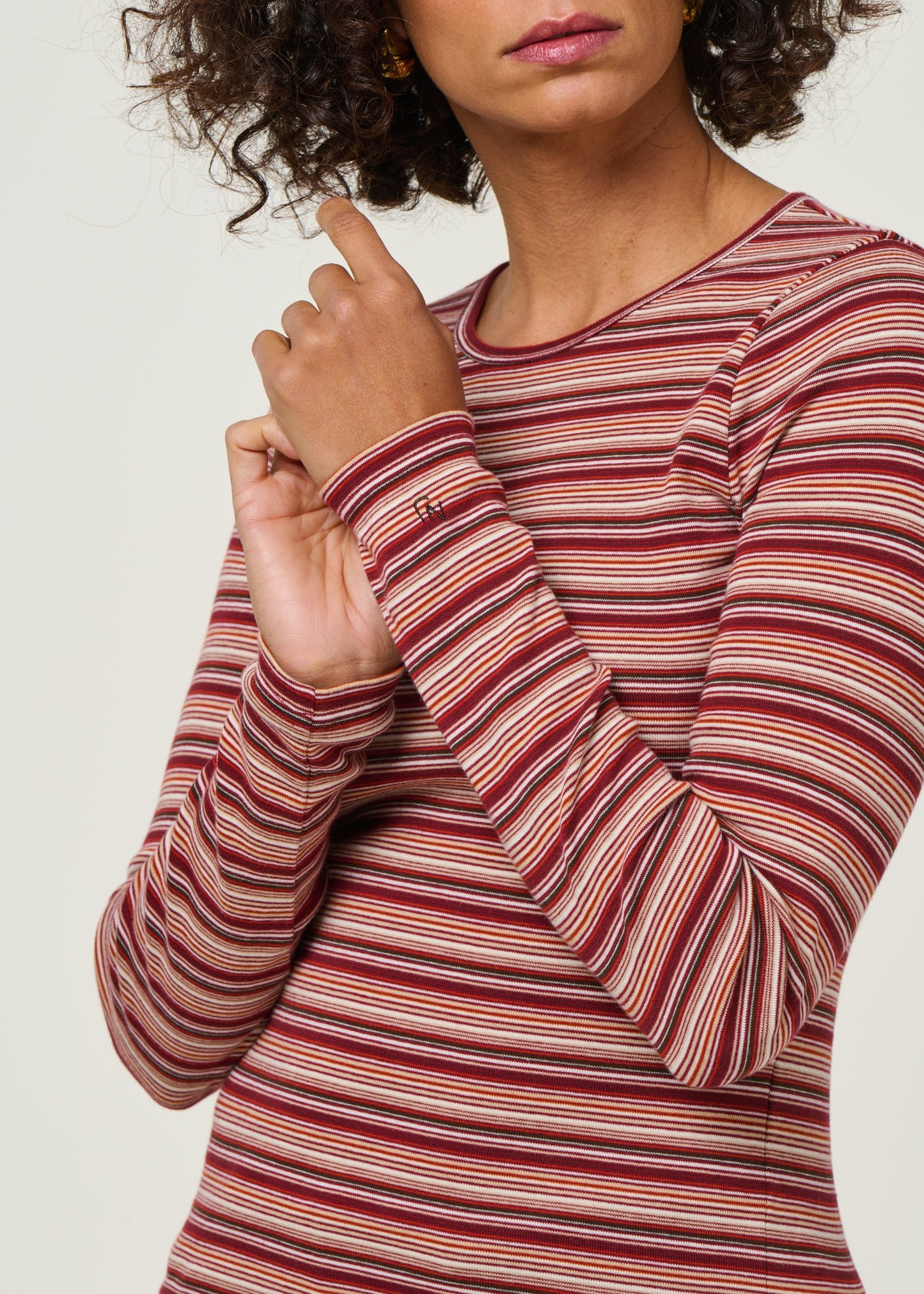 T-shirt manches longues en coton bio | rayé "jessy - striped-rib"