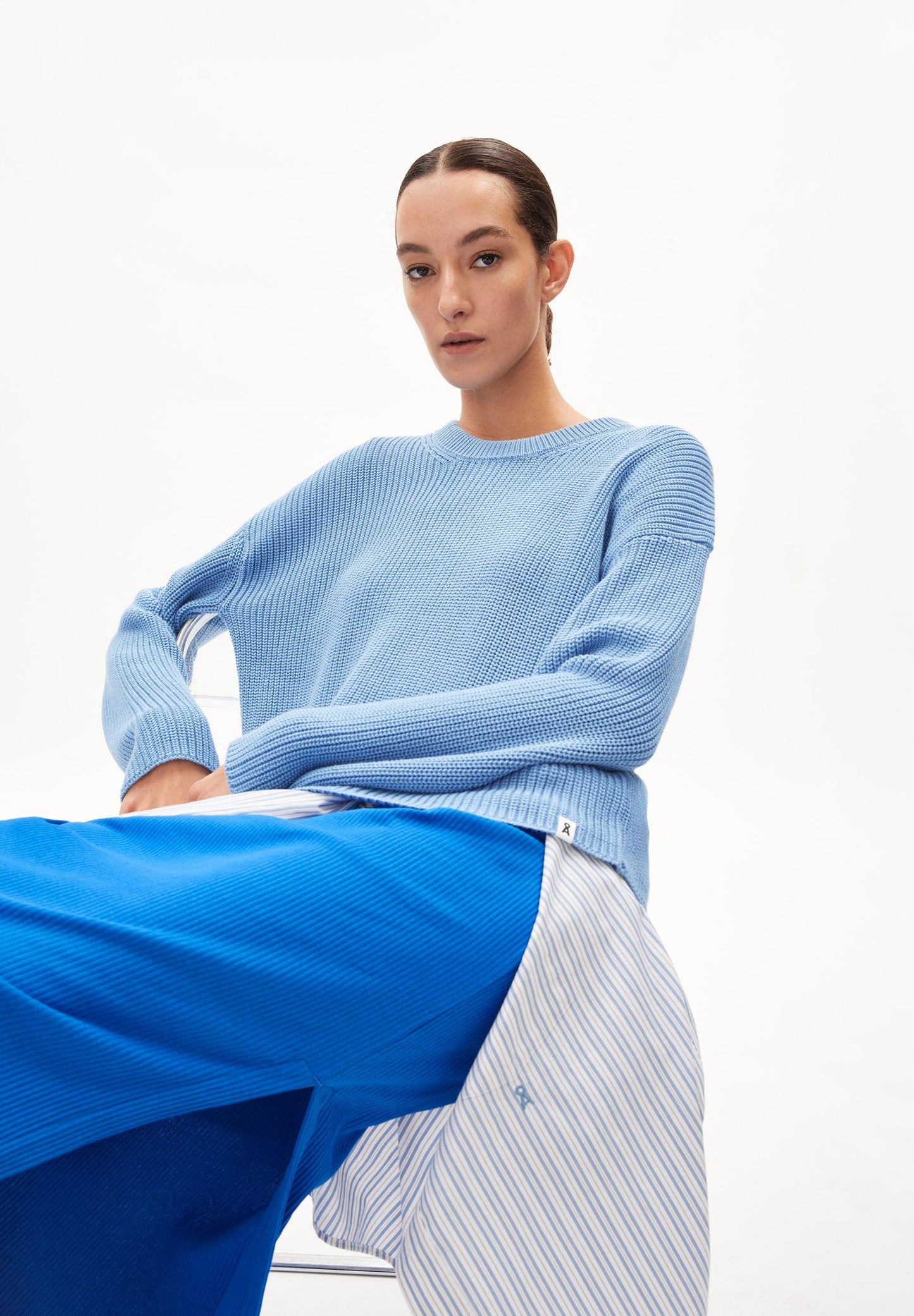 Pull ample en coton bio | Bleu "nuriaas iceberg blue"
