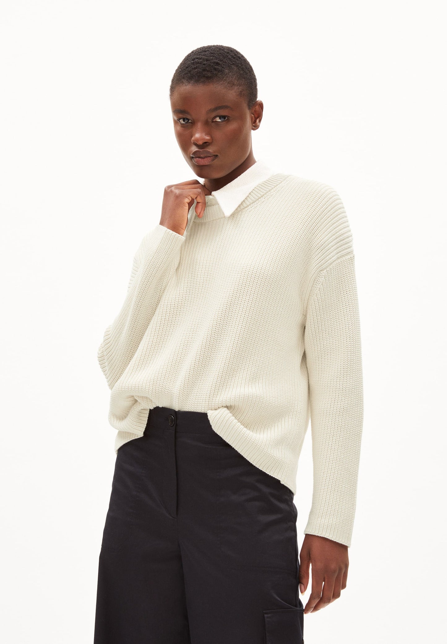 Pull ample en coton bio | Écru "nuriaas oatmilk"