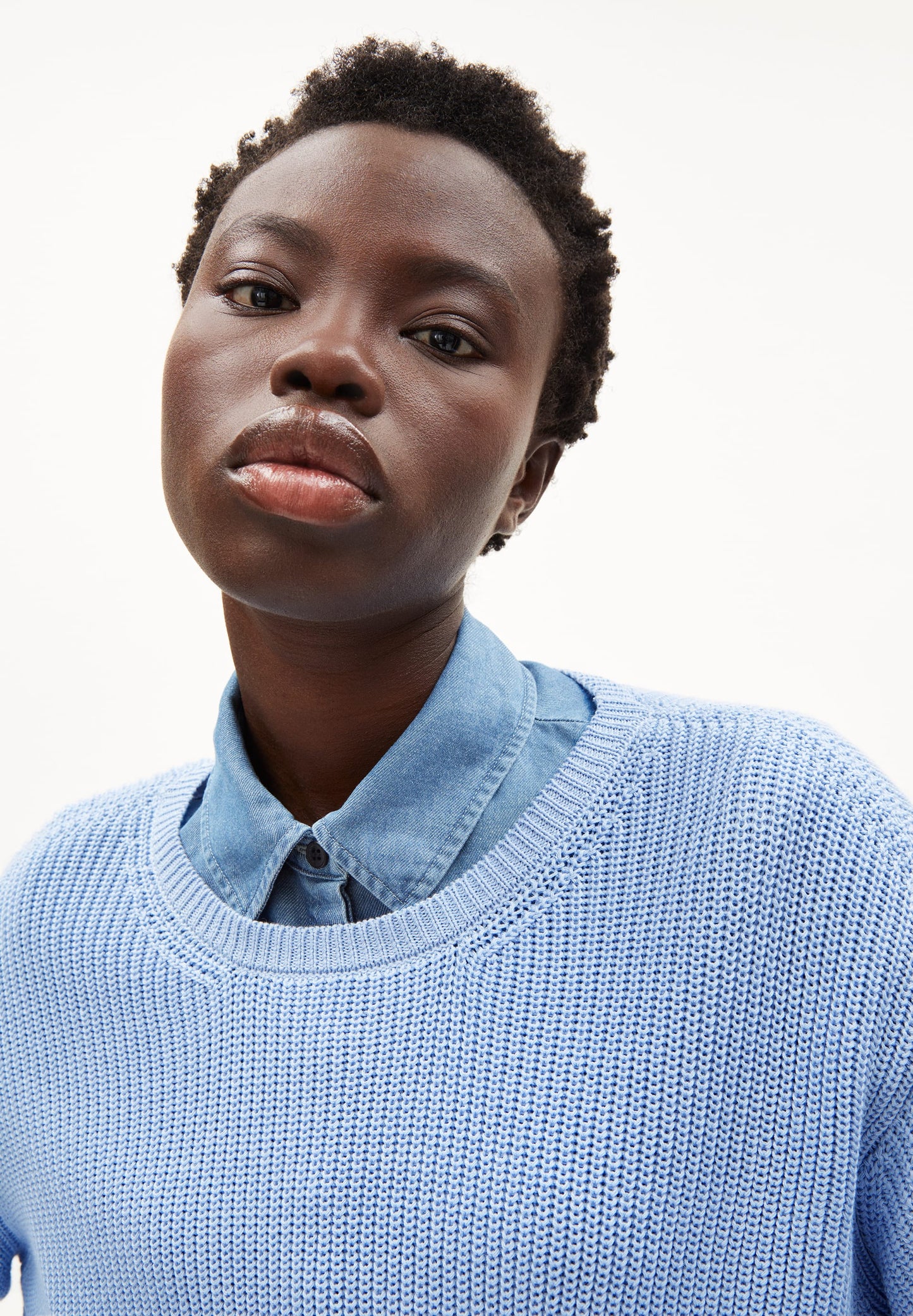 Pull bleu clair en coton bio - nuriellaa seafoam