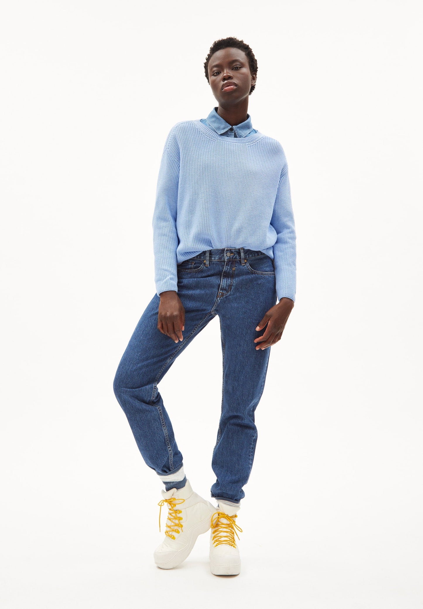 Pull bleu clair en coton bio - nuriellaa seafoam