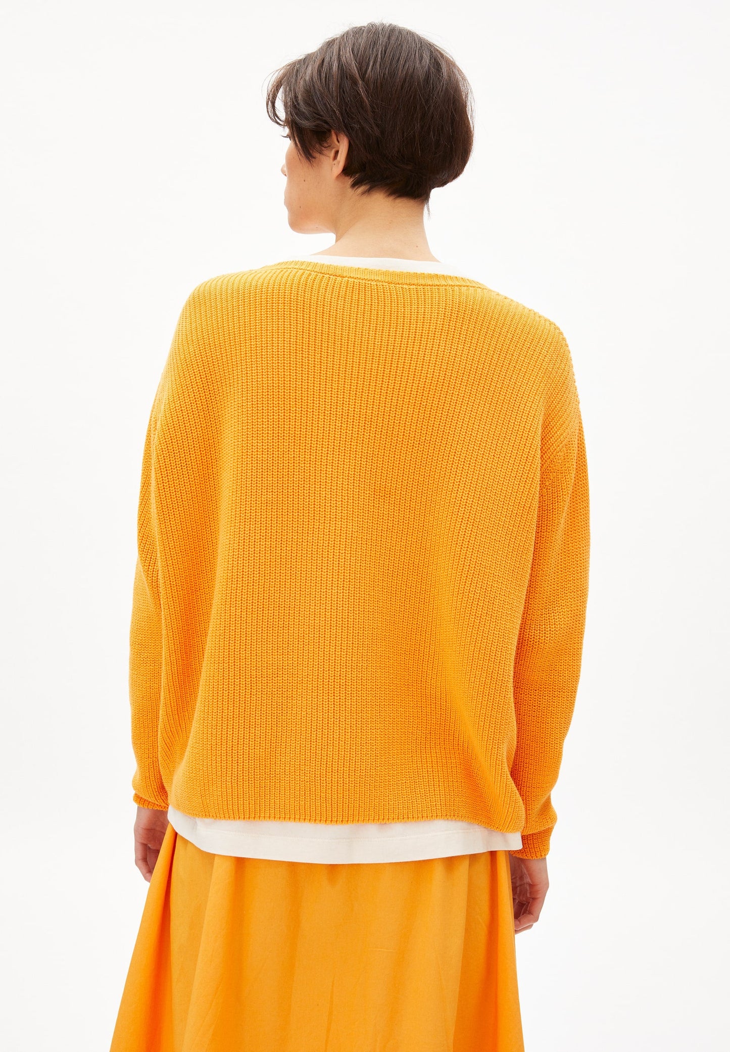 Pull maille orange en coton bio - nuriellaa sunset