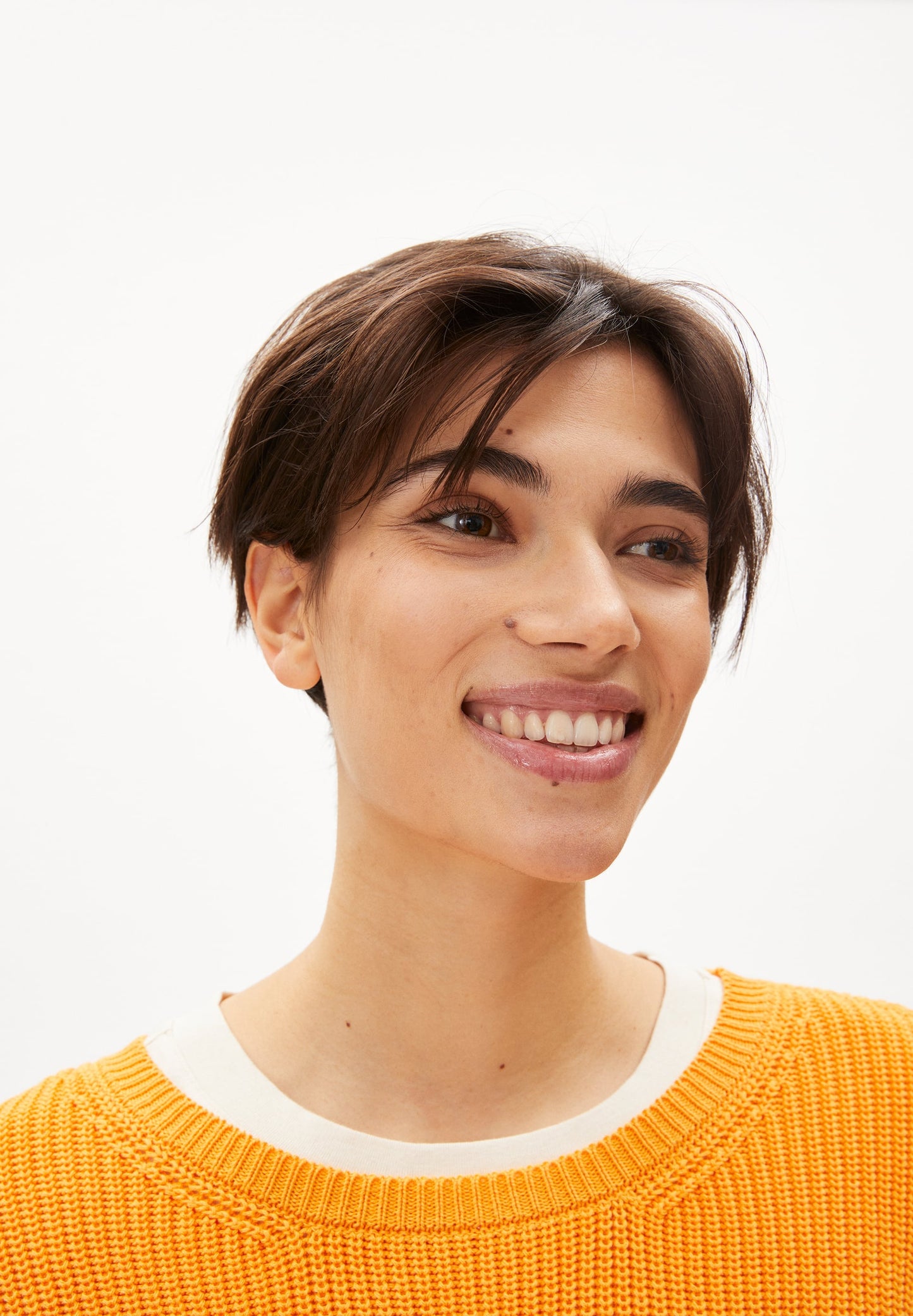 Pull maille orange en coton bio - nuriellaa sunset