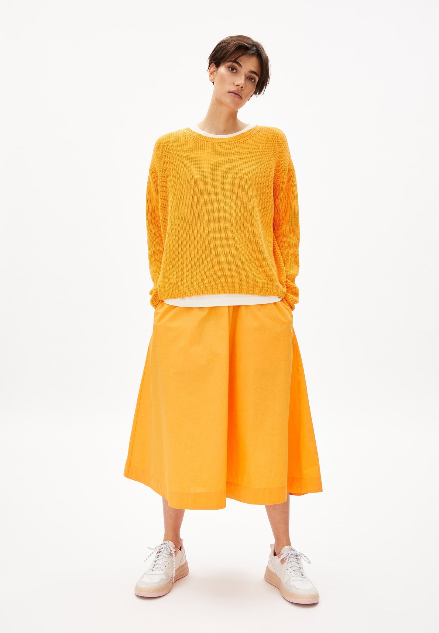 Pull maille orange en coton bio - nuriellaa sunset