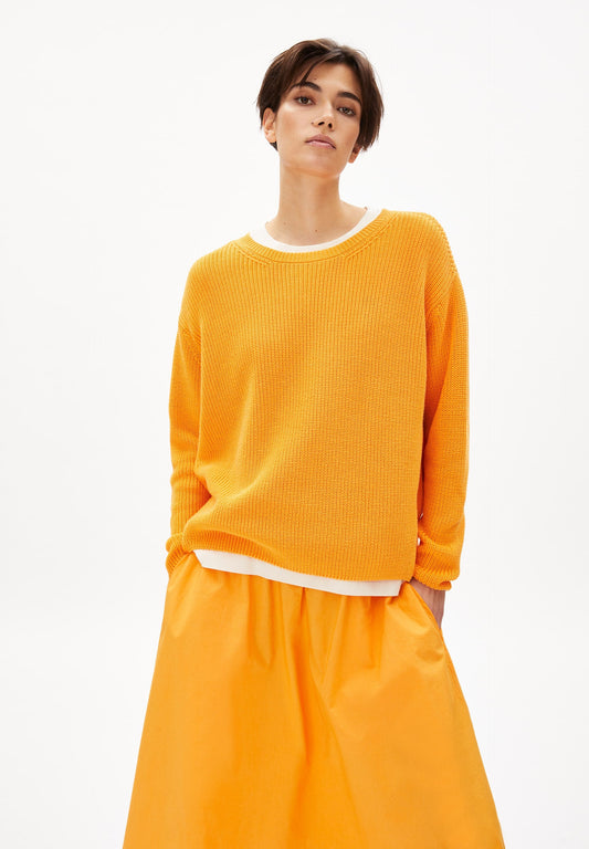 Pull maille orange en coton bio - nuriellaa sunset