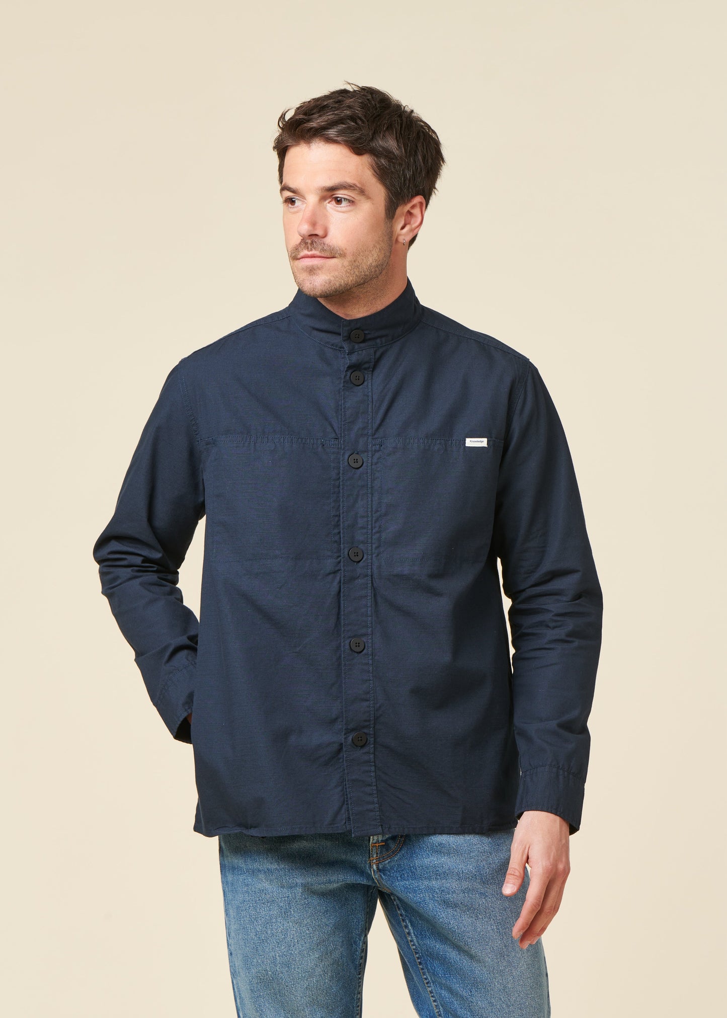 surChemise en coton biologique | noir "slub overshirt total eclipse"