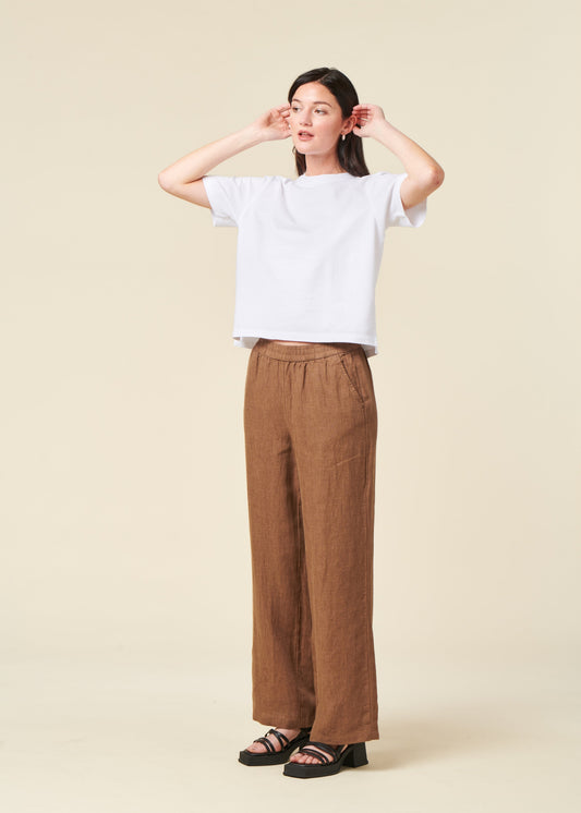 Pantalon ample en lin biologique | gris "posey wide mid-rise linen pants tuffet"