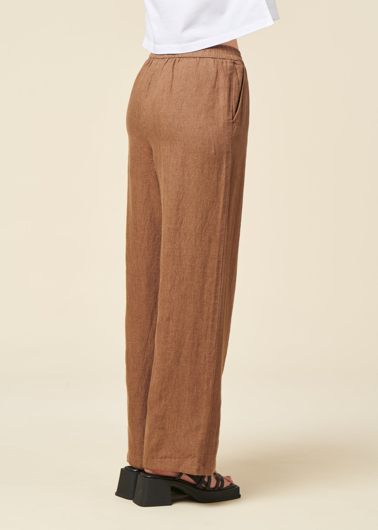 Pantalon ample en lin biologique | gris "posey wide mid-rise linen pants tuffet"