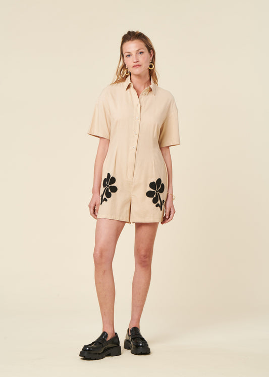 Combishort en coton bio | écru "Marygold roberta jumpsuit"
