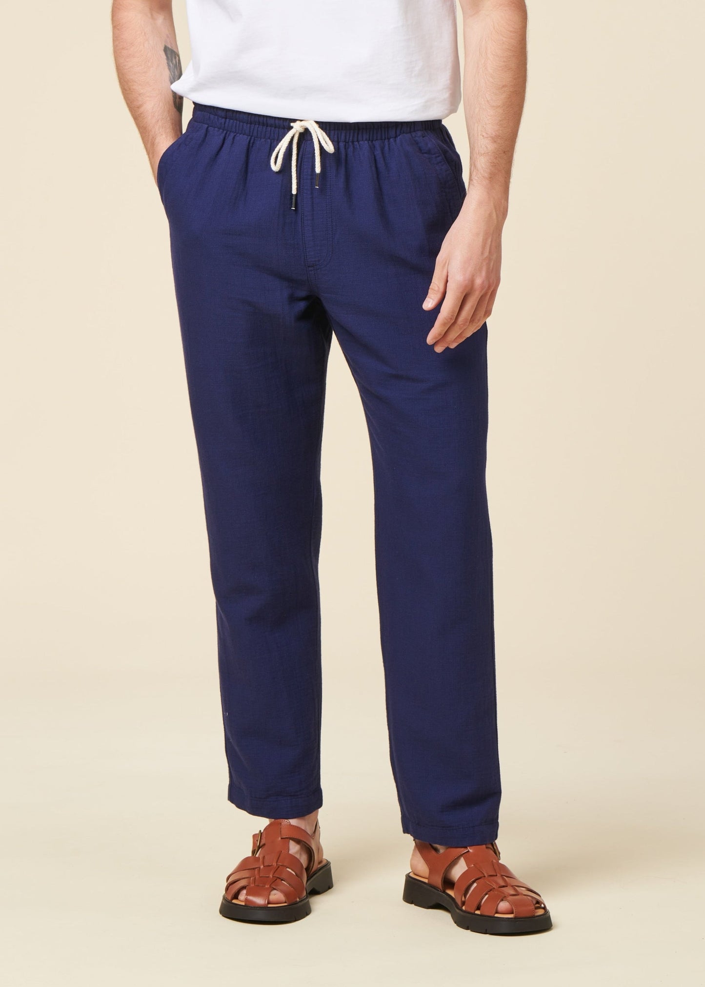 Pantalon droit en coton bio | bleu "hatha25 bleu outremer"