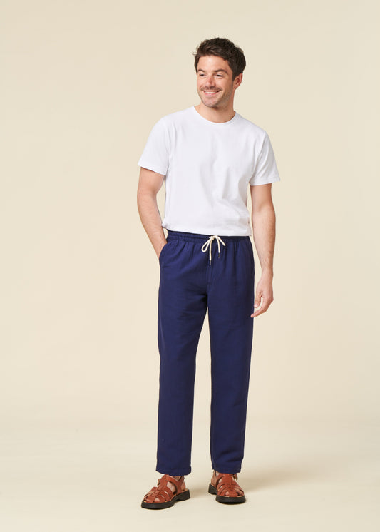 Pantalon droit en coton bio | bleu "hatha25 bleu outremer"