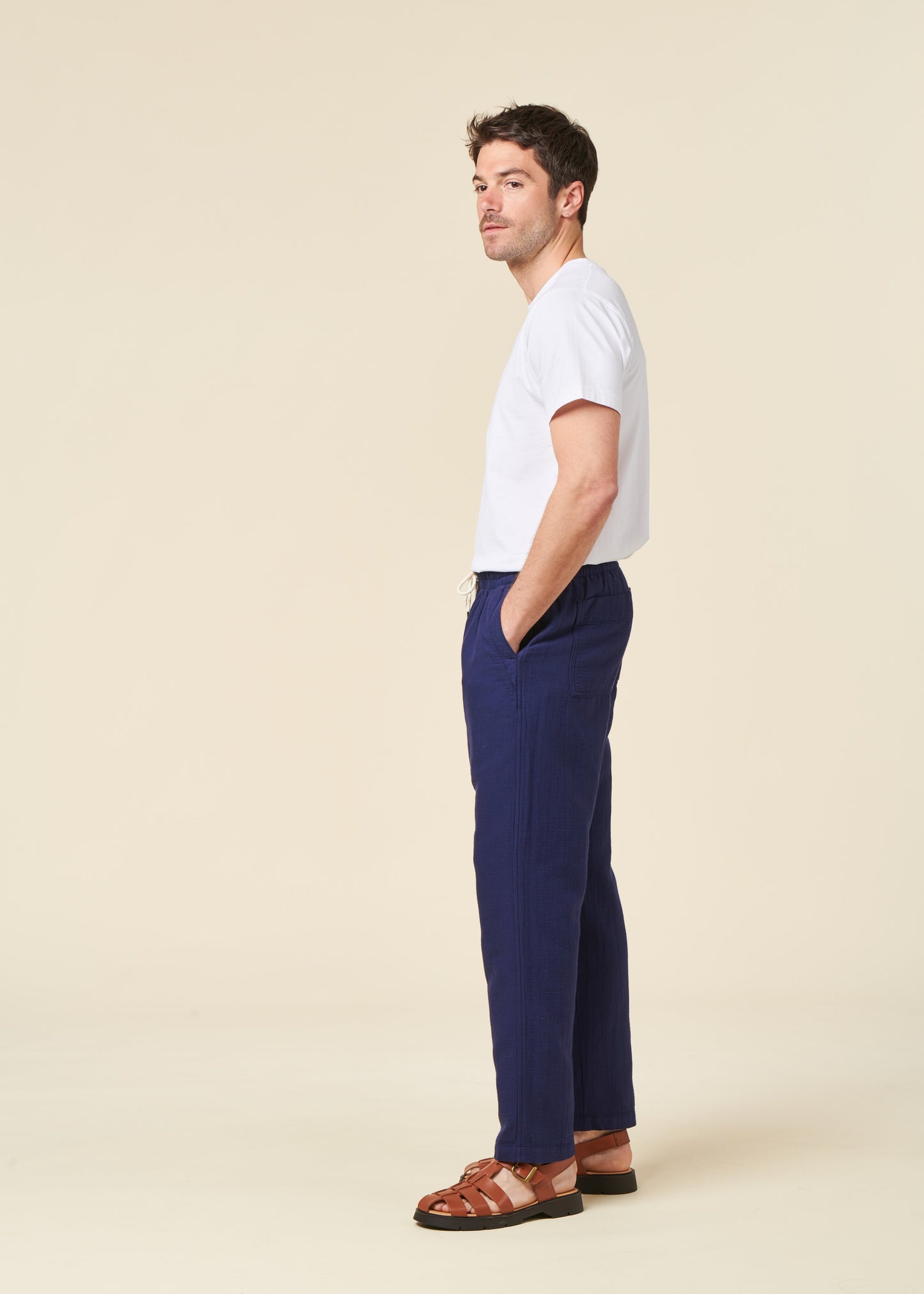 Pantalon droit en coton bio | bleu "hatha25 bleu outremer"