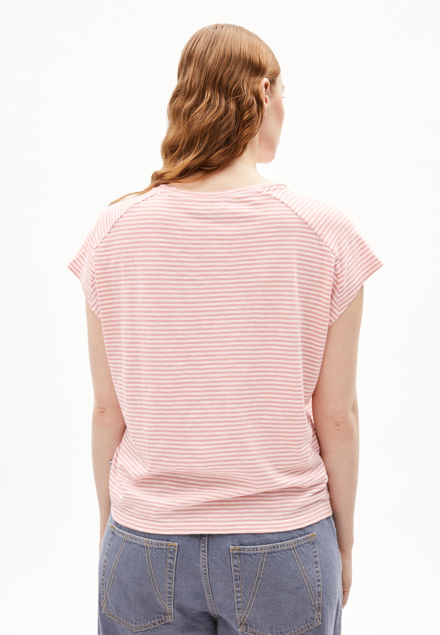 T-shirt en coton biologique | rose "oneliaa lovely stripes - oatmilk-deep rosalilly"