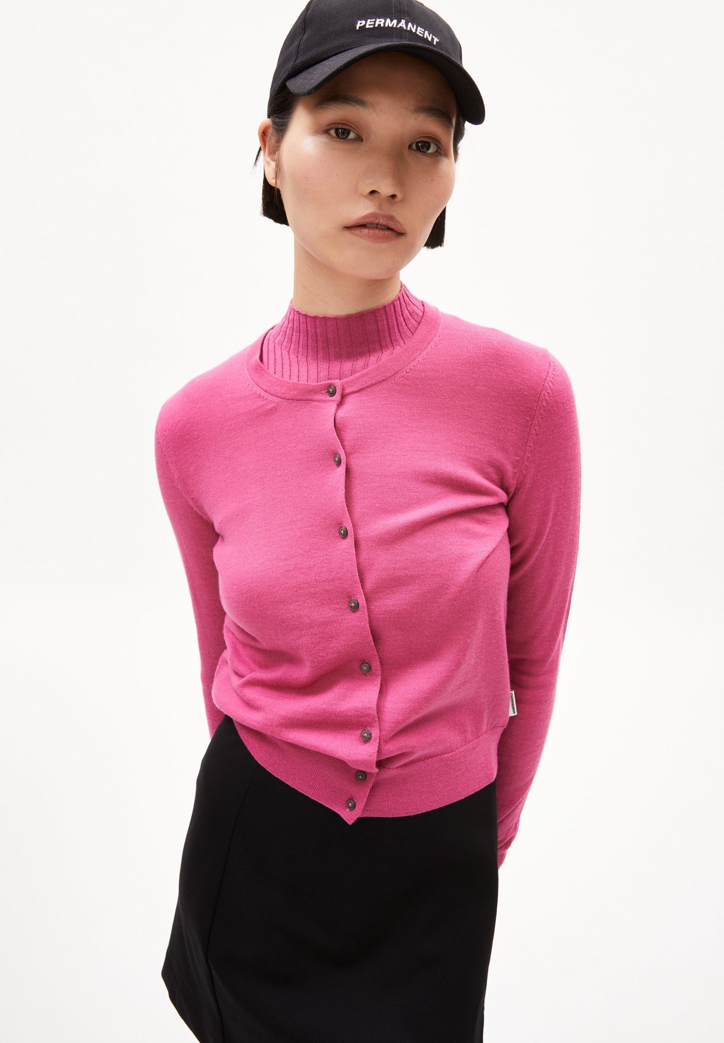 Cardigan en laine bio | rose "ophaliaa merino crushed berry"