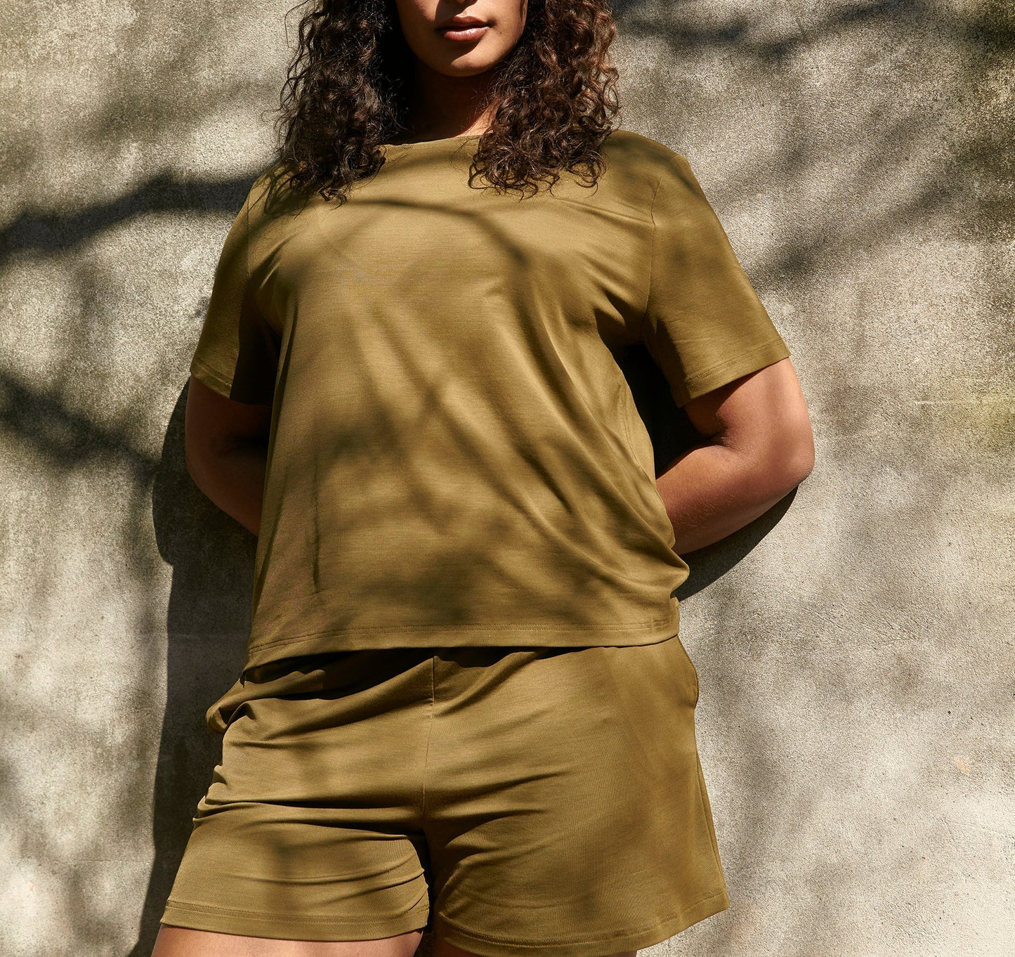 Short léger olive en tencel - olive