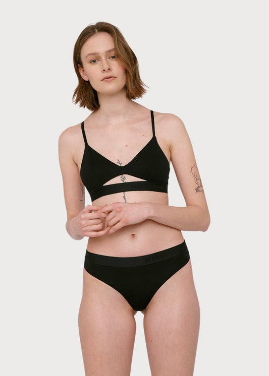 String en tencel | Noir "soft touch thong black"