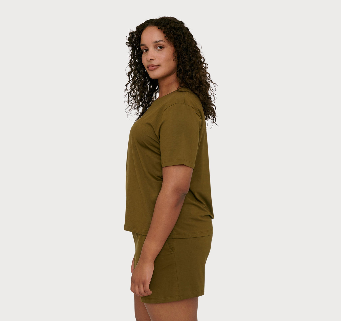 T-shirt olive en tencel - olive