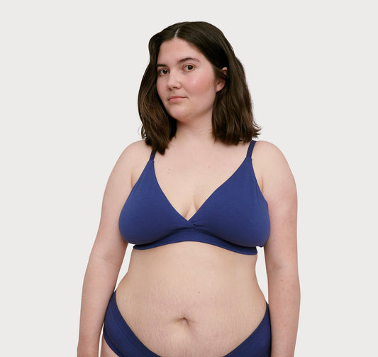 Soutien-gorge triangle en coton bio | bleu "cobalt"