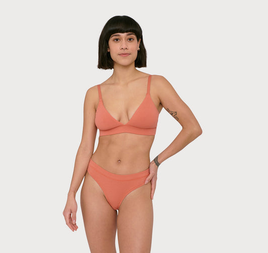 Soutien-gorge triangle en coton bio | Rouge "dusty red"