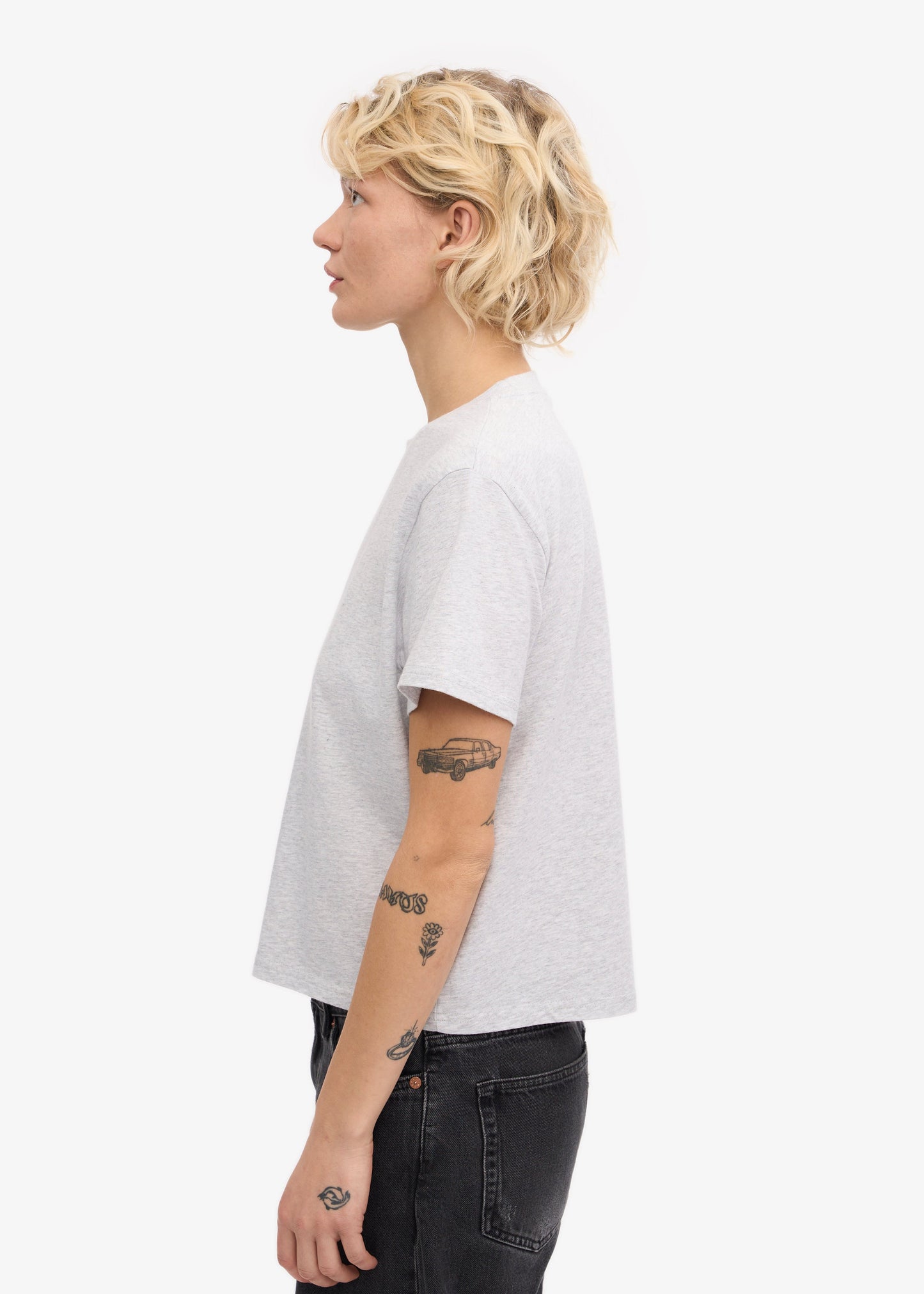 T-shirt en coton bio | gris clair "snow melange"