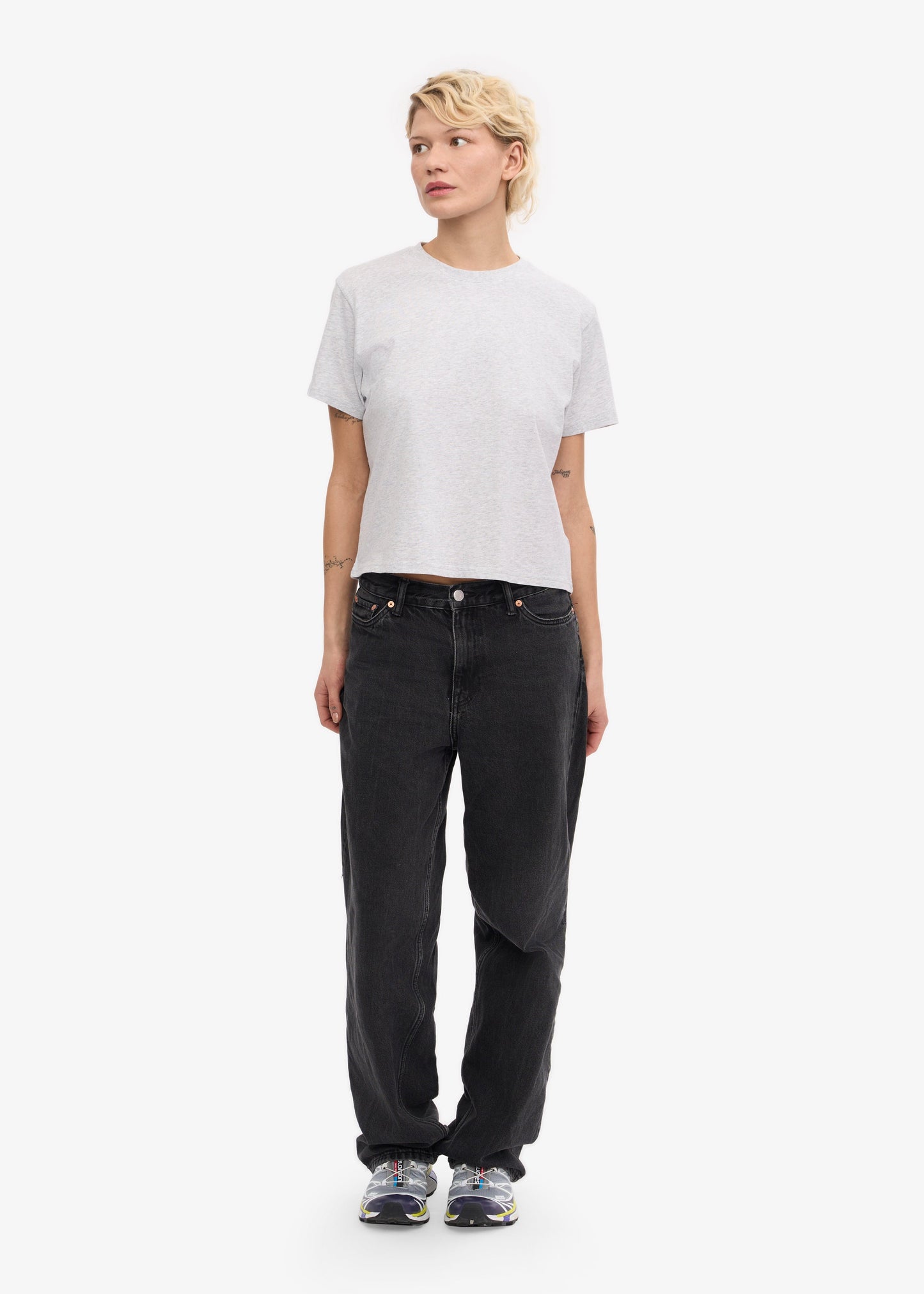 T-shirt en coton bio | gris clair "snow melange"