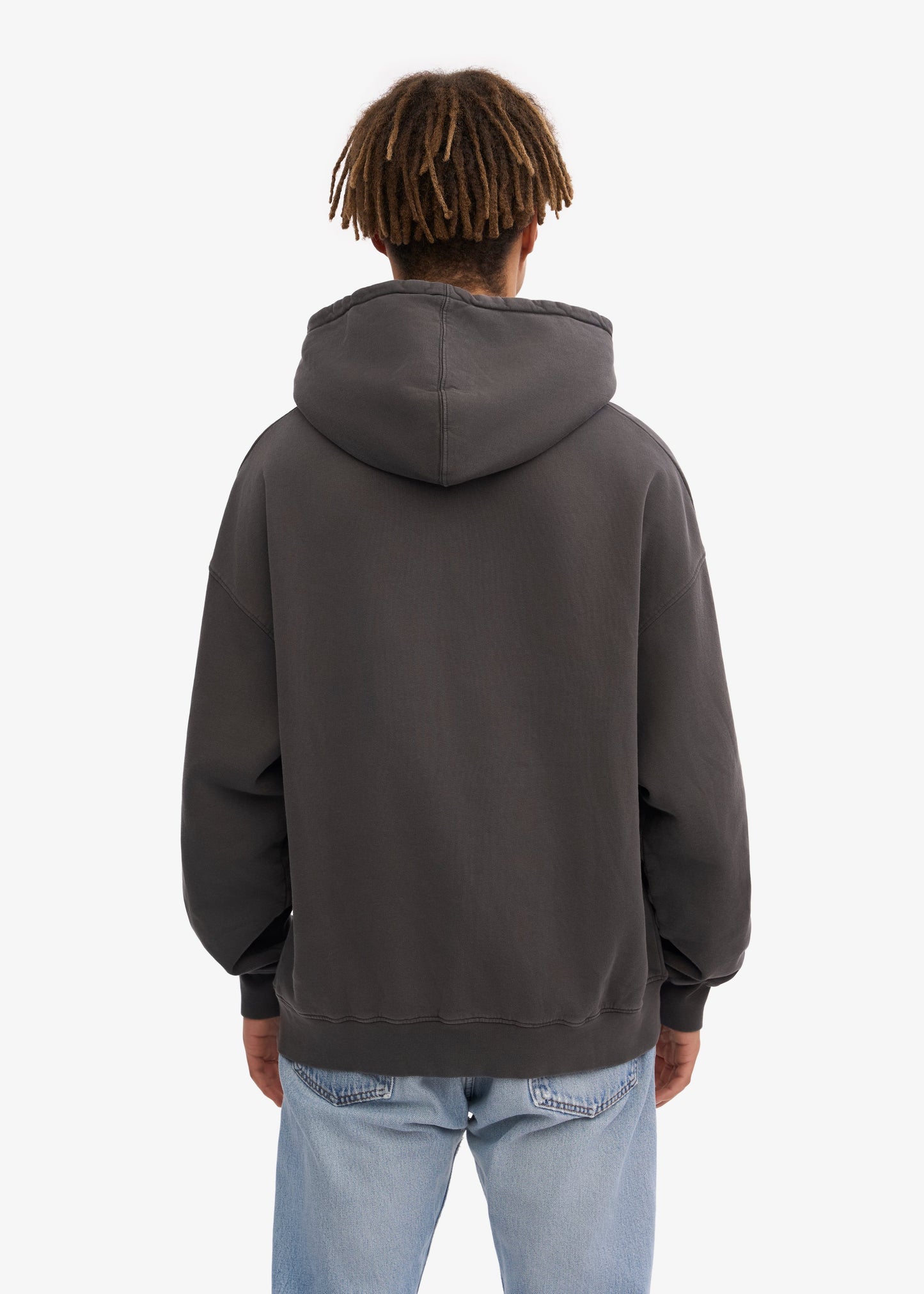 Sweat à capuche oversize en coton bio | noir délavé "lava grey"