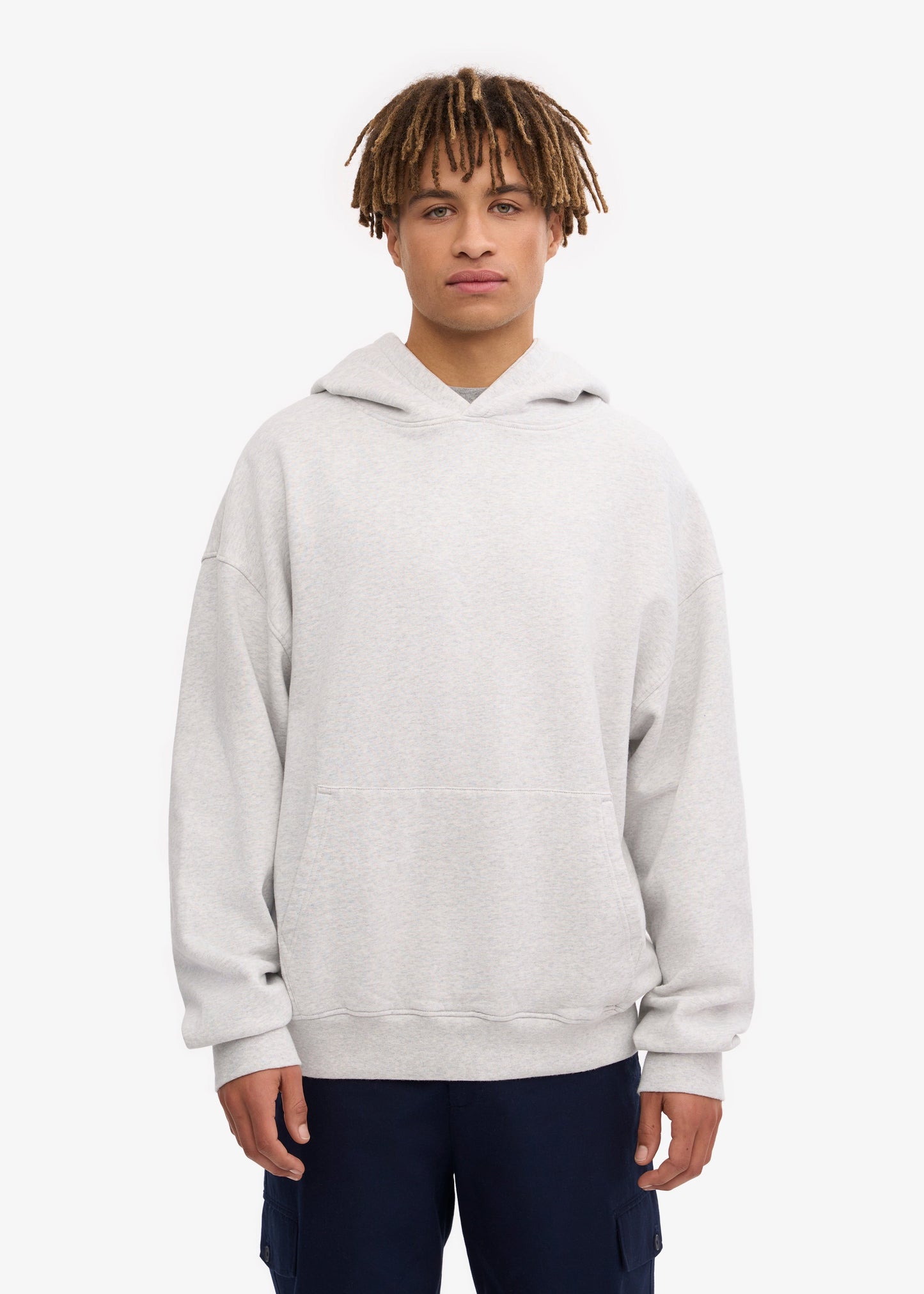 Sweat à capuche oversize en coton bio | gris "snow melange"