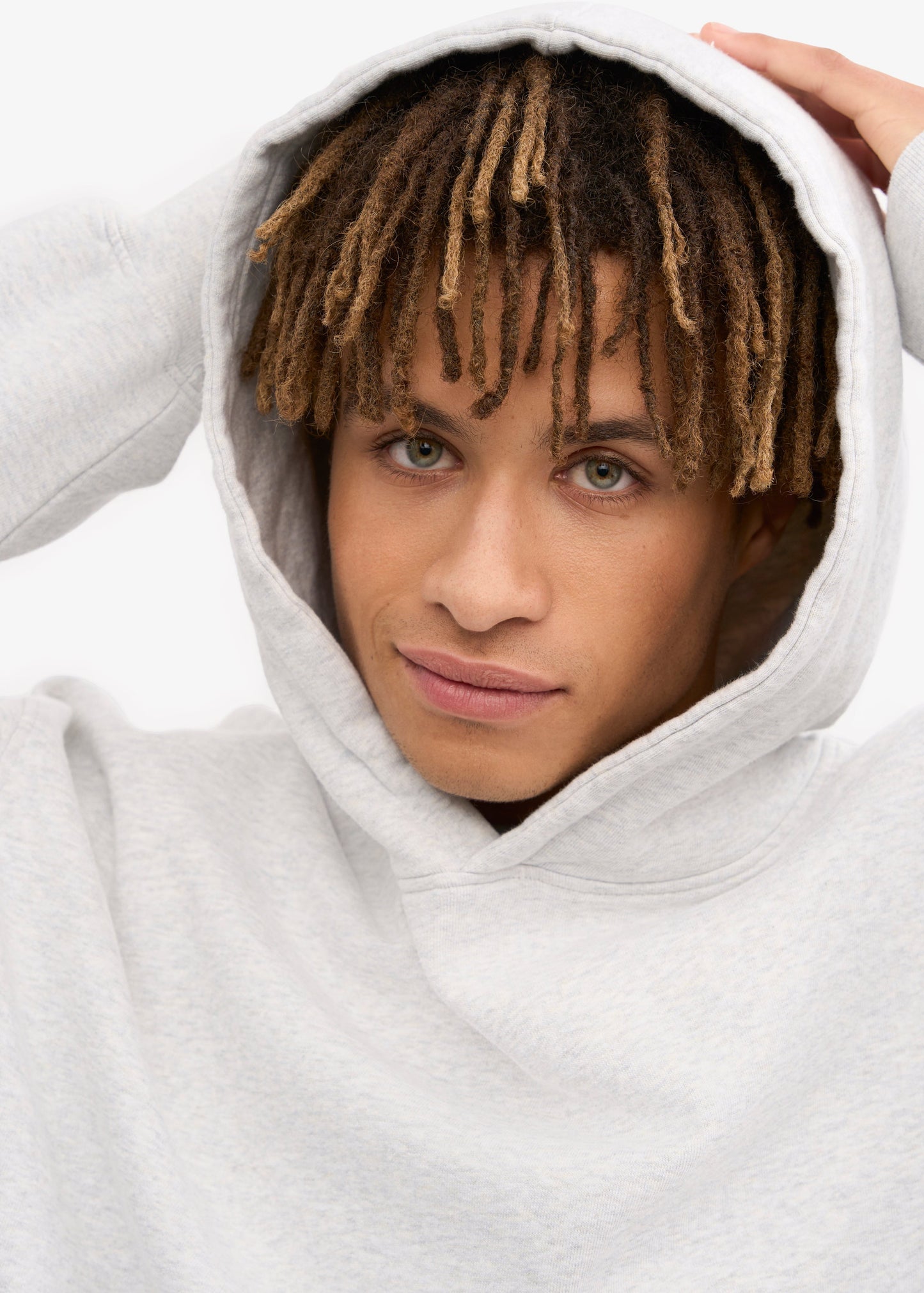 Sweat à capuche oversize en coton bio | gris "snow melange"
