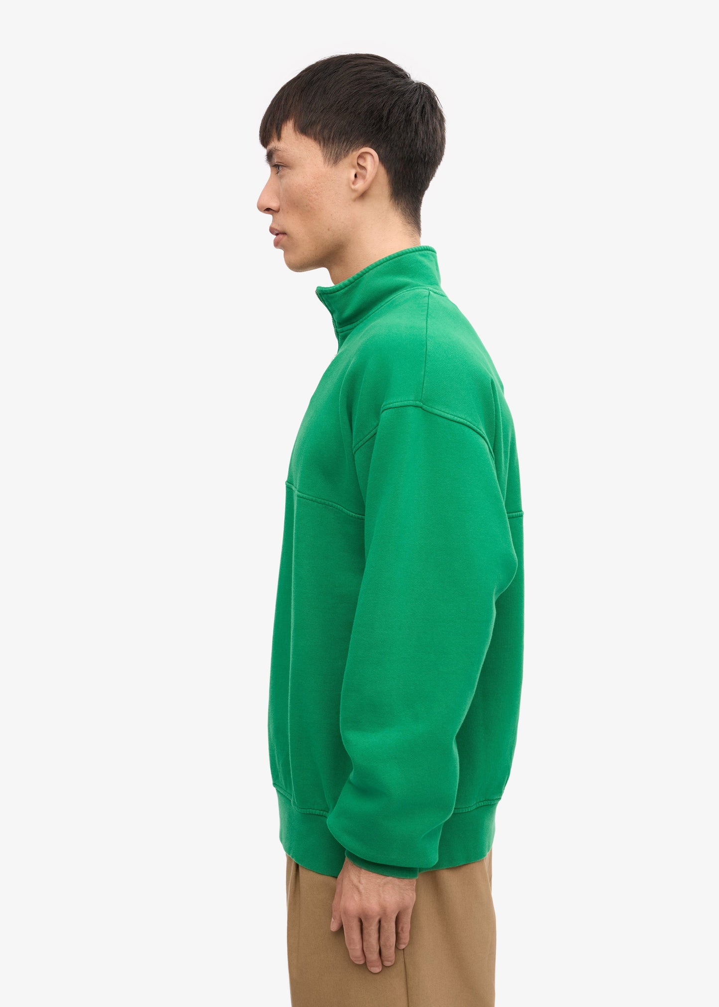 Sweat col zippé en coton biologique | vert "organic quarter zip - kelly green"