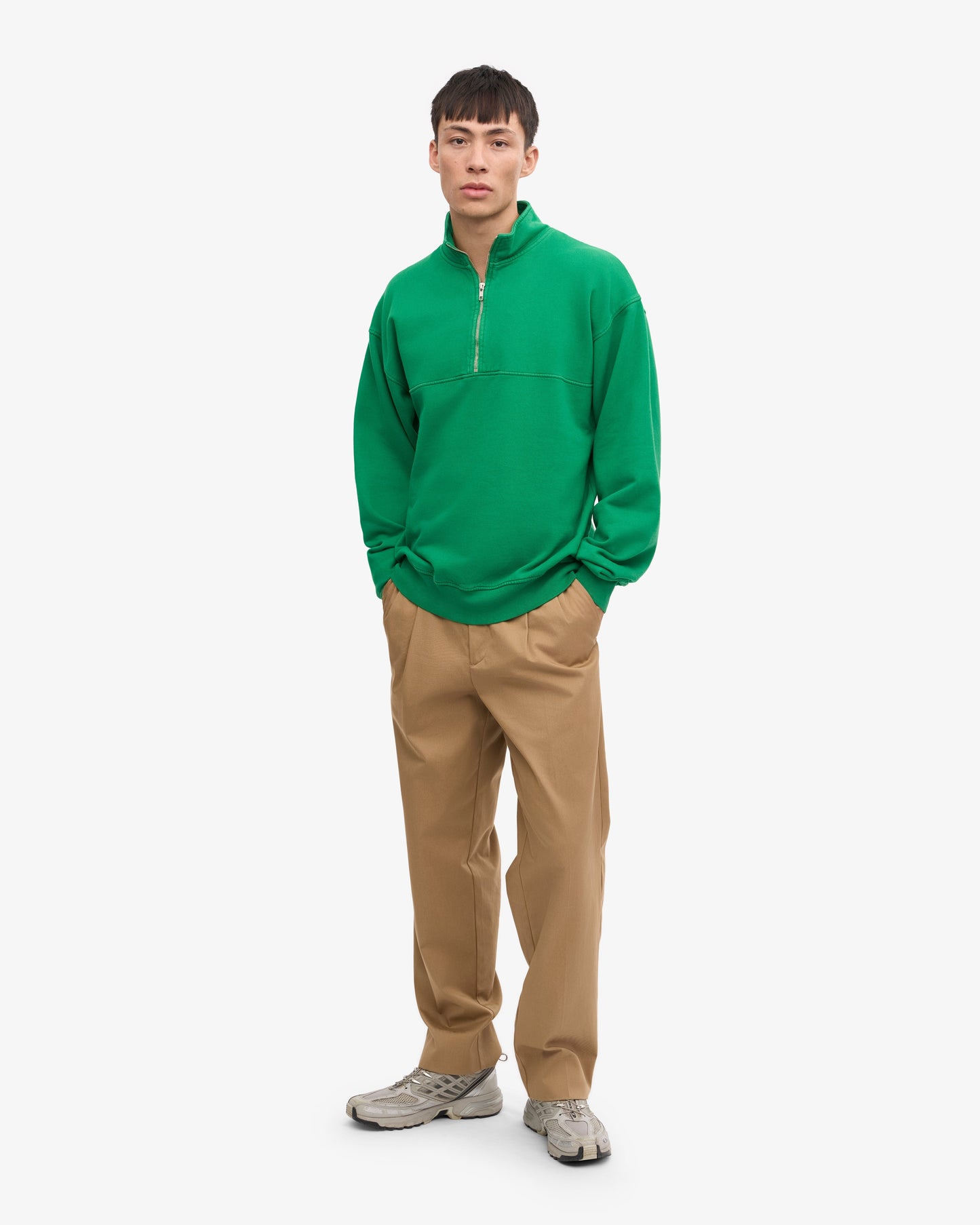 Sweat col zippé en coton biologique | vert "organic quarter zip - kelly green"