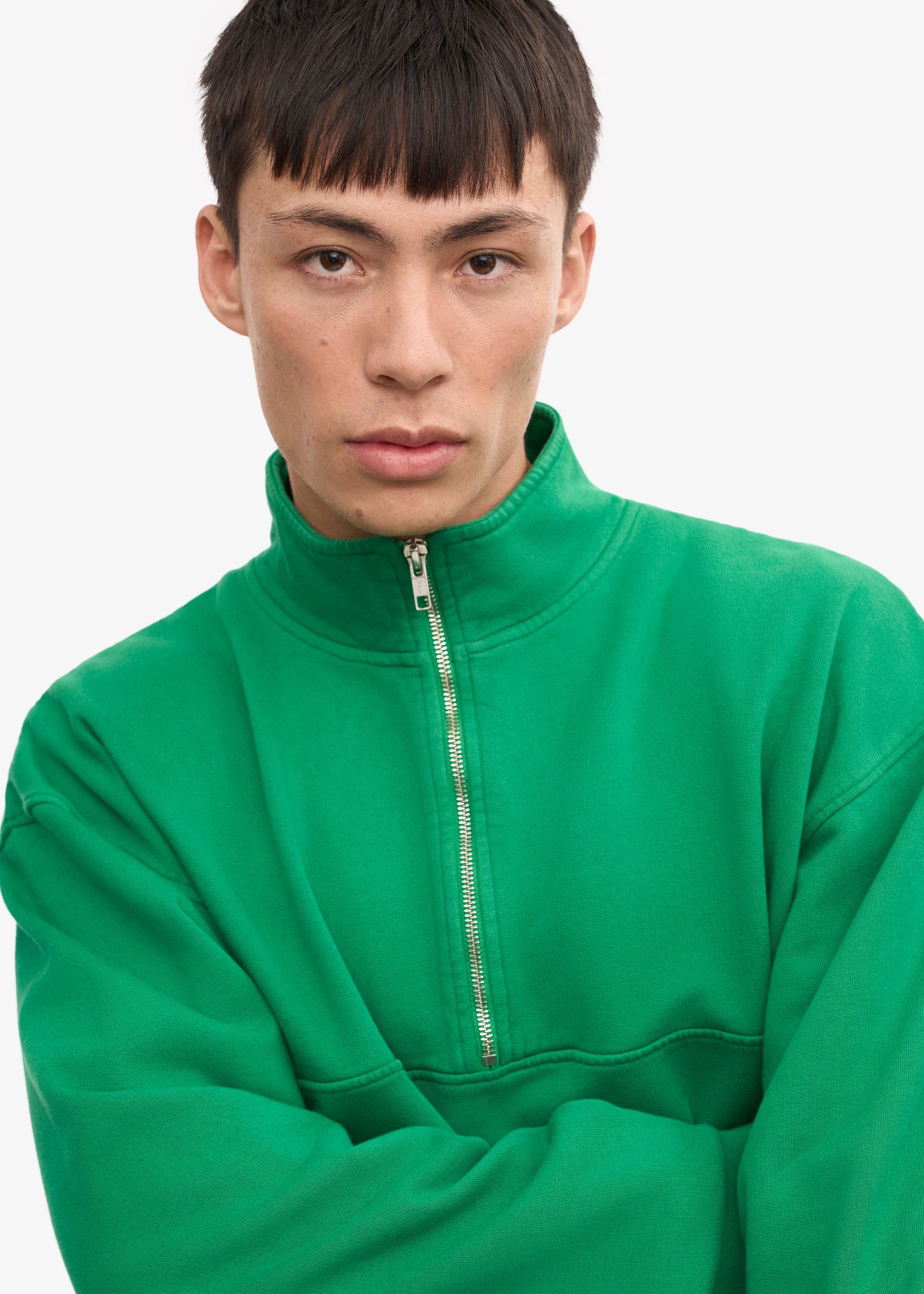 Sweat col zippé en coton biologique | vert "organic quarter zip - kelly green"