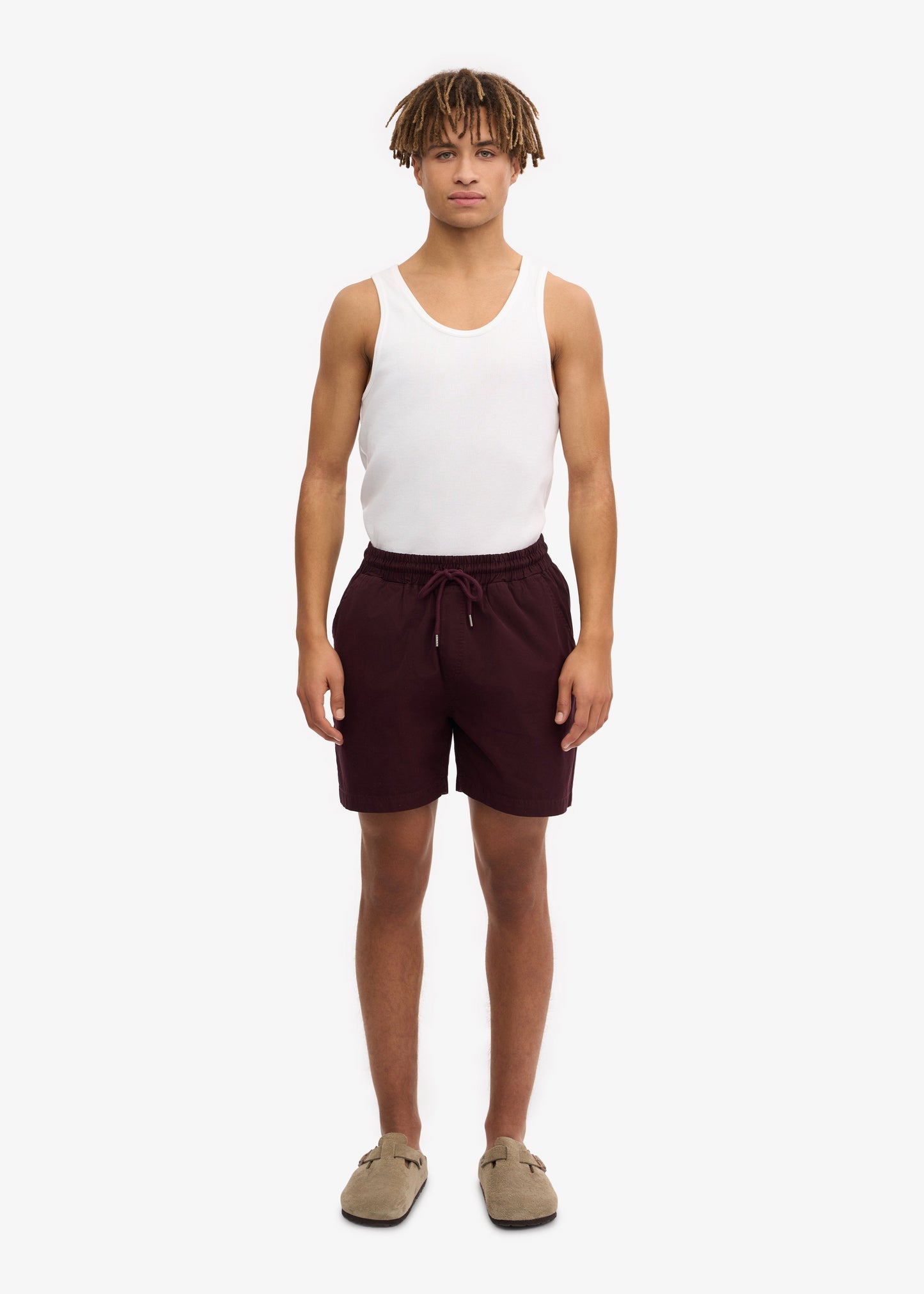 Short en sergé de coton bio | Bordeaux "twill shorts oxblood red"