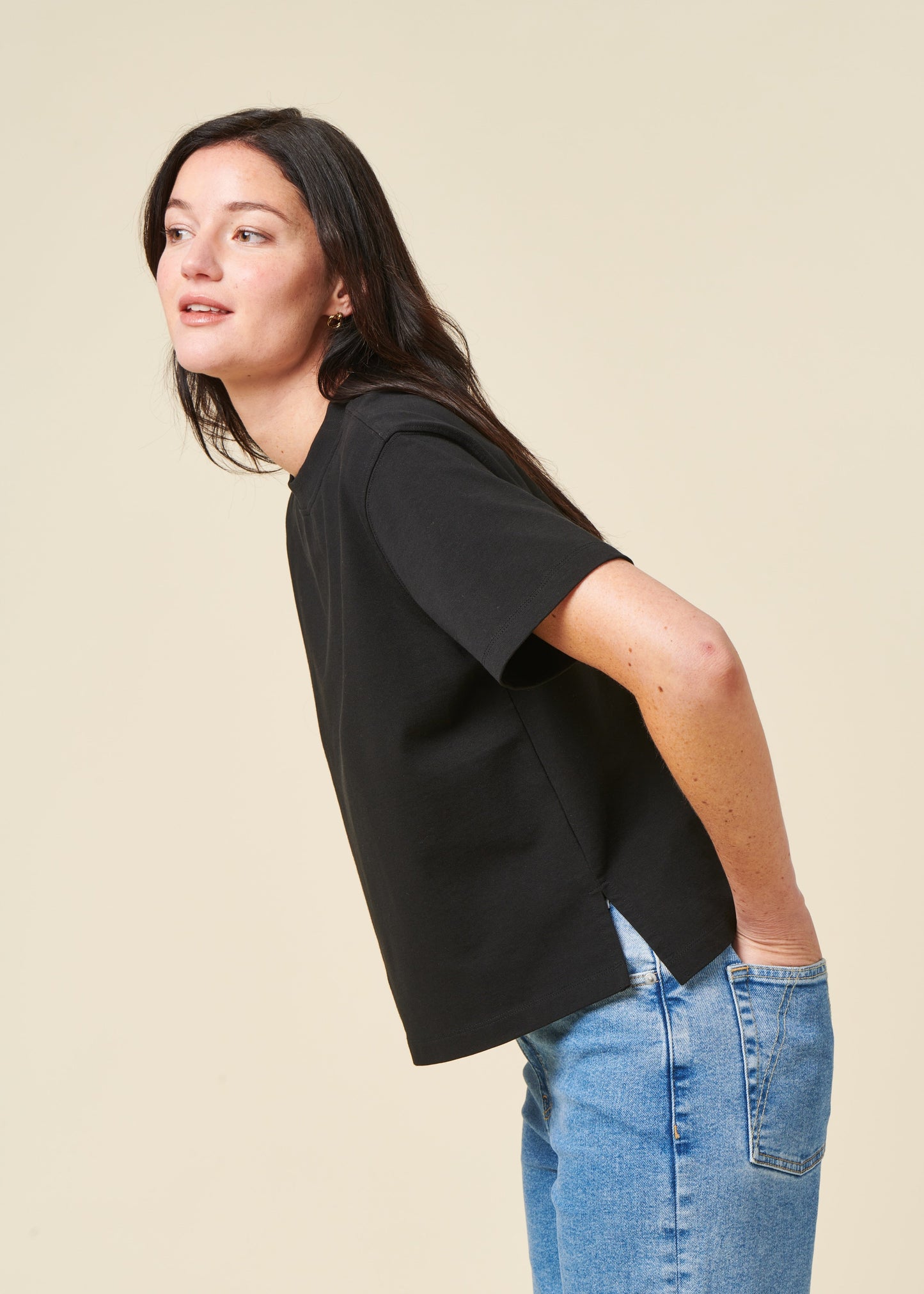 T-shirt boxy en coton bio | noir