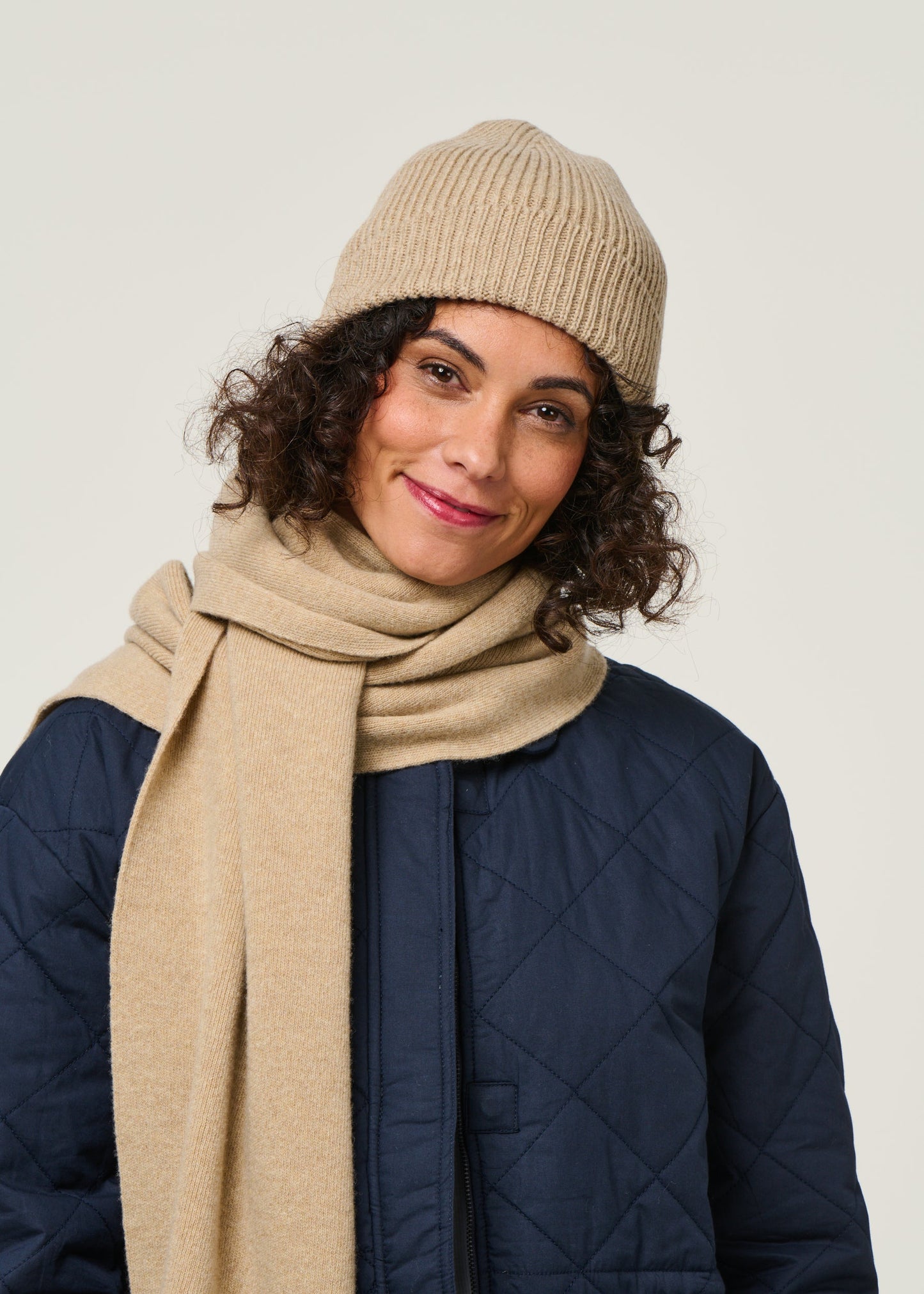 Bonnet en laine mérinos recyclée | beige