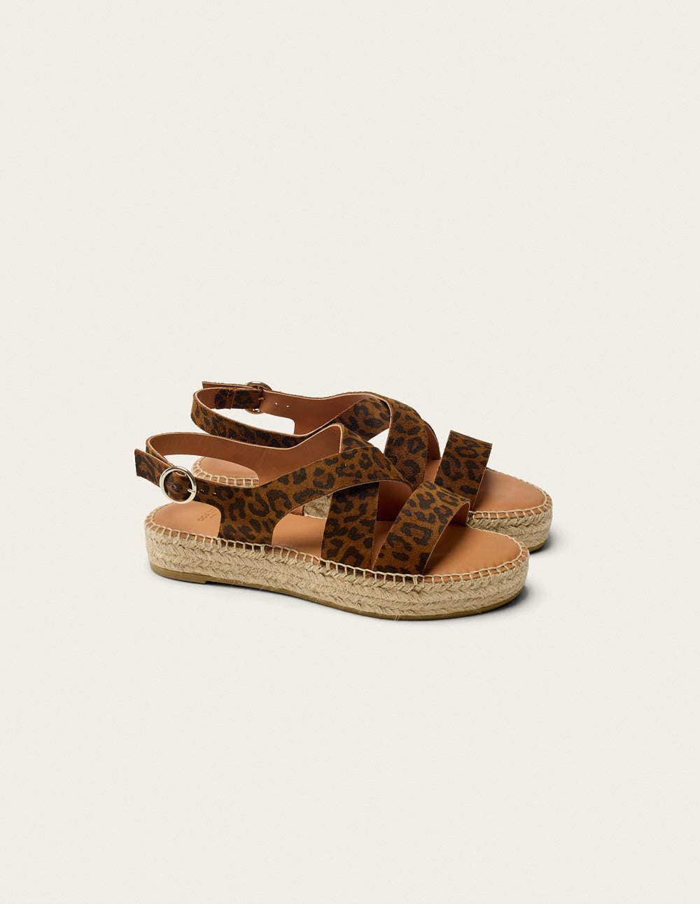 espadrilles plateforme en cuir certifié | léopard "espadrilles chantal - suède"