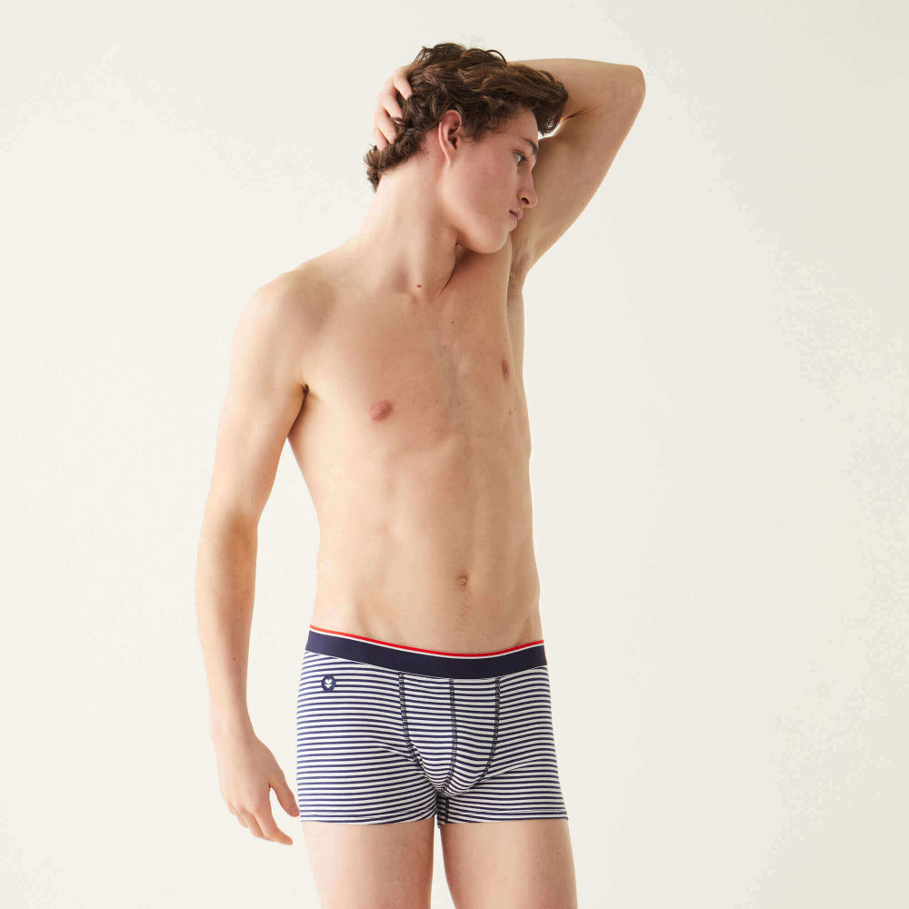 Pack 3 boxers en coton bio - marius trio plus mariniere/marine/gris