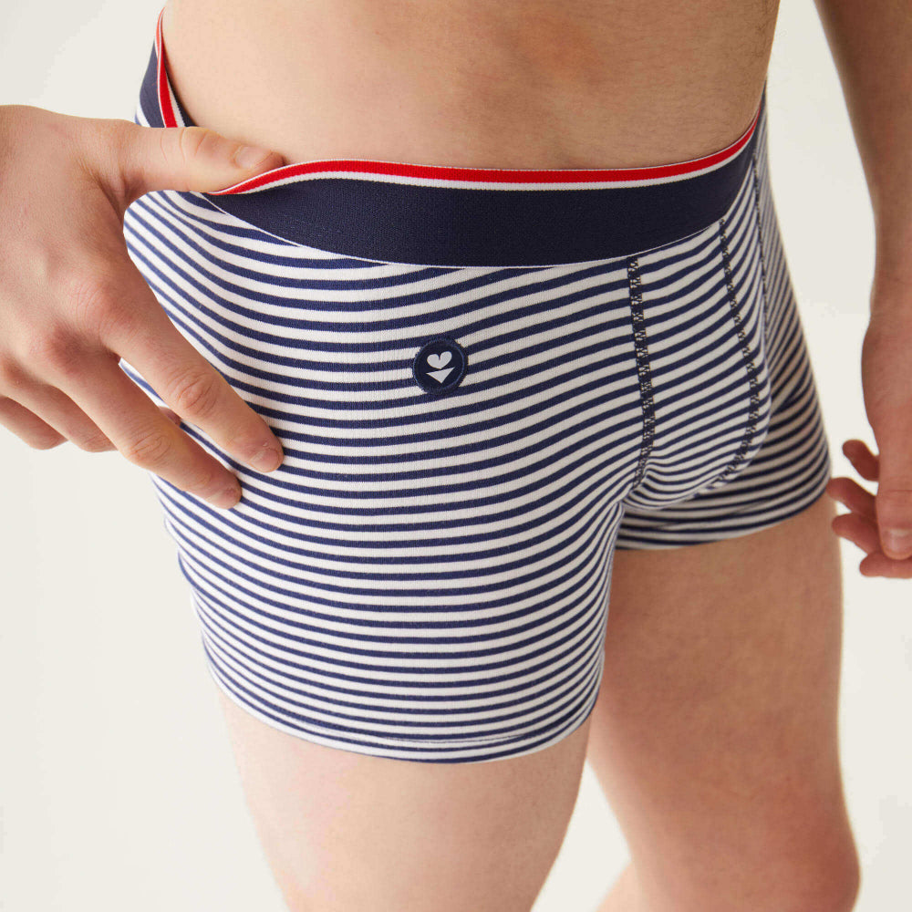 Pack 3 boxers en coton bio - marius trio plus mariniere/marine/gris
