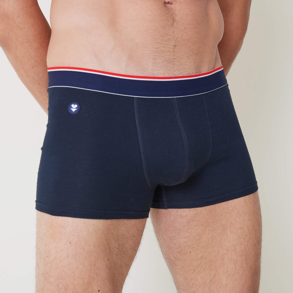 Pack 3 boxers en coton bio - marius trio plus marine/blac/rouge