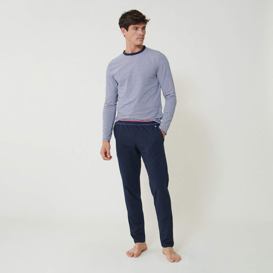 Pack pyjama marinière et pantalon en coton bio - pack jeason plus - marine / mariniere marine