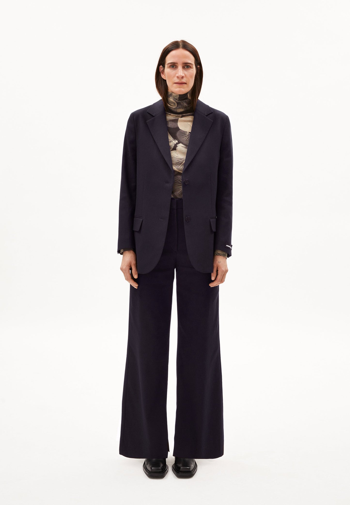 Blazer en coton bio | Marron foncé "palilaa cool ash"
