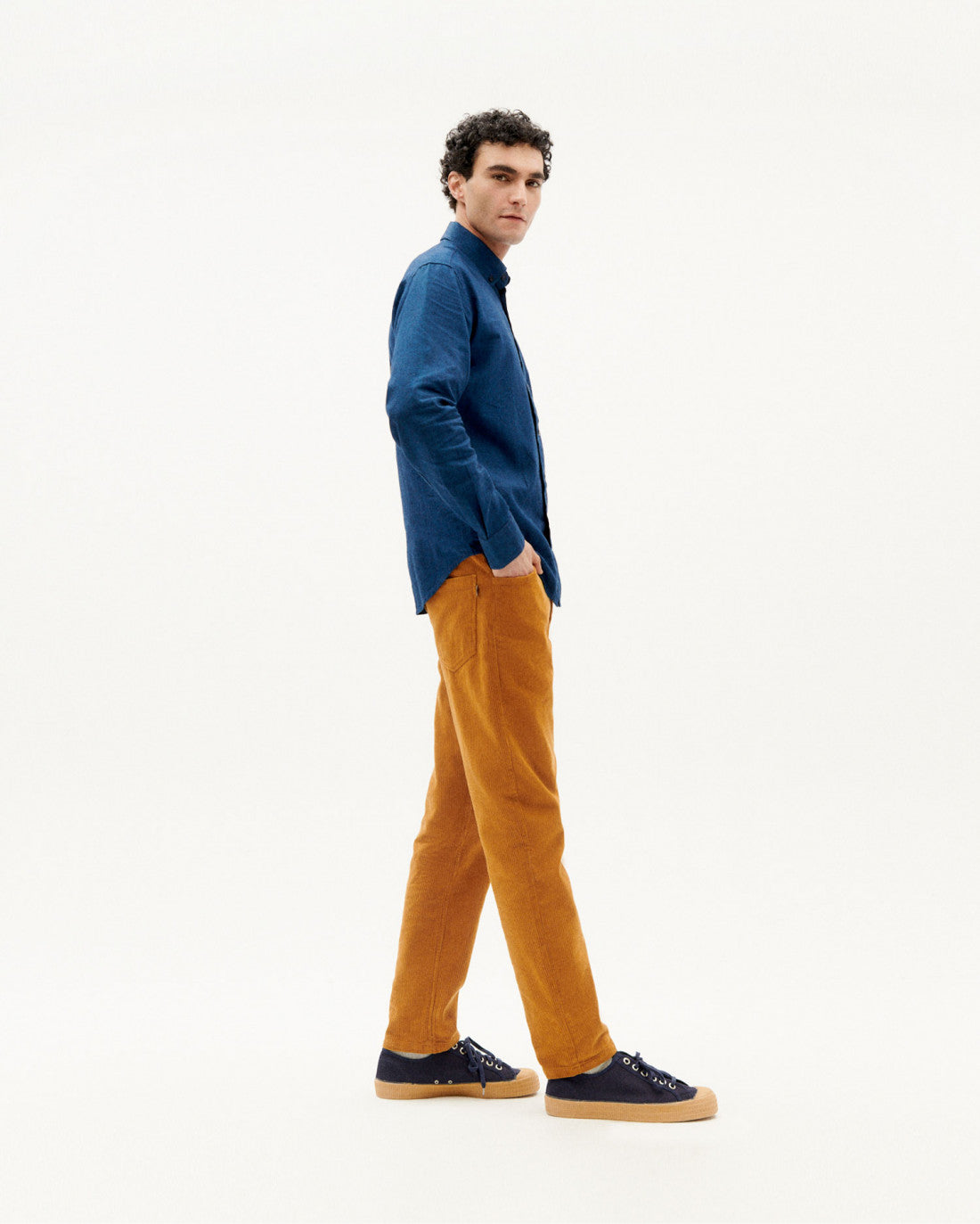 Pantalon droit camel velours en coton bio - egypt corduroy 5 pockets pants