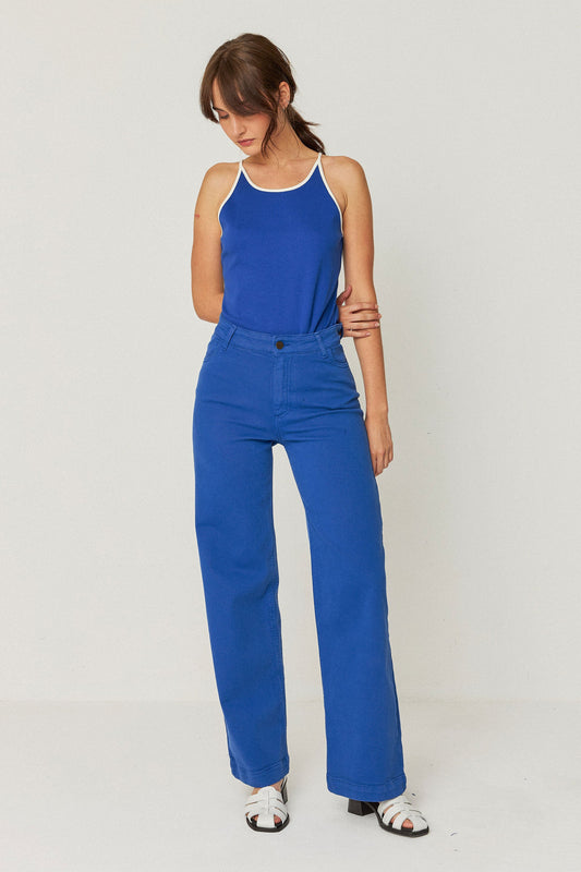 Pantalon droit en coton bio | bleu "Ainhize trouser - indigo blue"