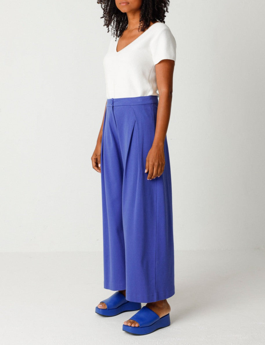 Pantalon ample en coton bio | bleu "bakarne gots trouser royal blue"