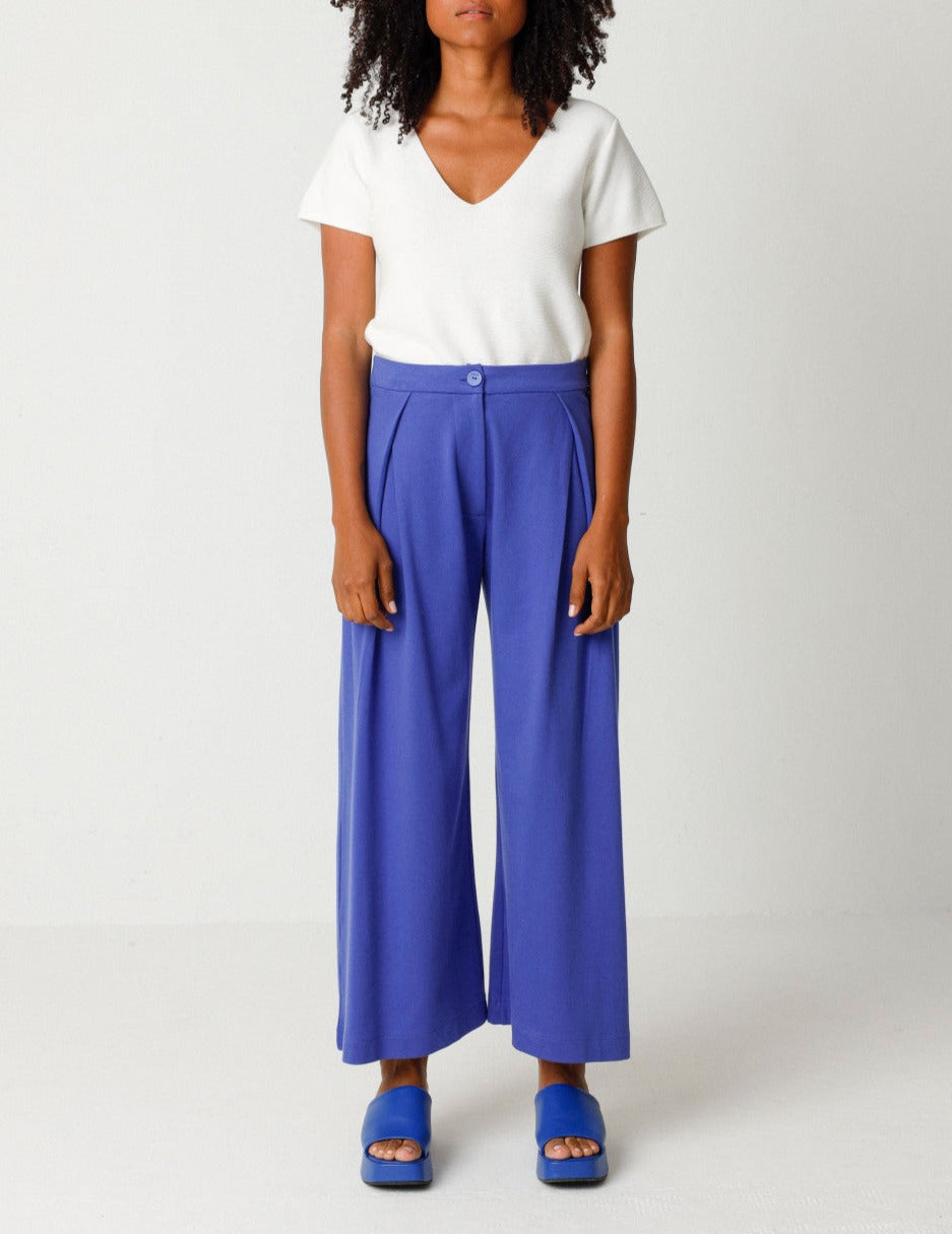 Pantalon ample en coton bio | bleu "bakarne gots trouser royal blue"