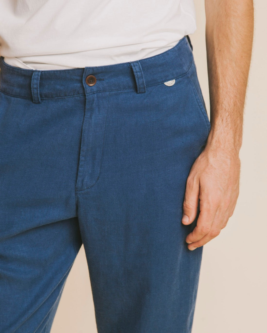 Pantalon bleu canard en chanvre et tencel - Marcelino